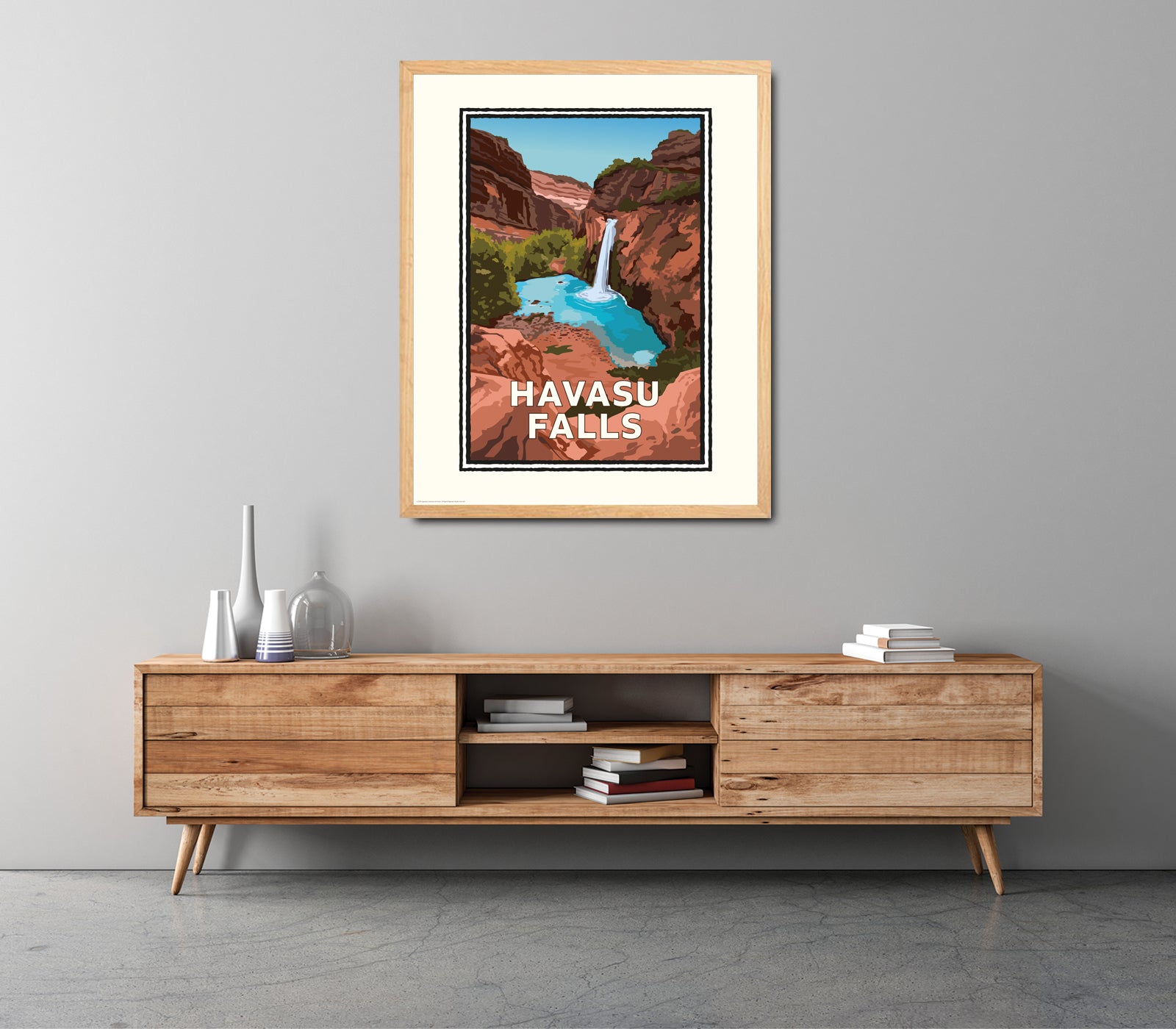 Landmark AZ | Havasu Falls Art Print – Grand Canyon Waterfall Poster