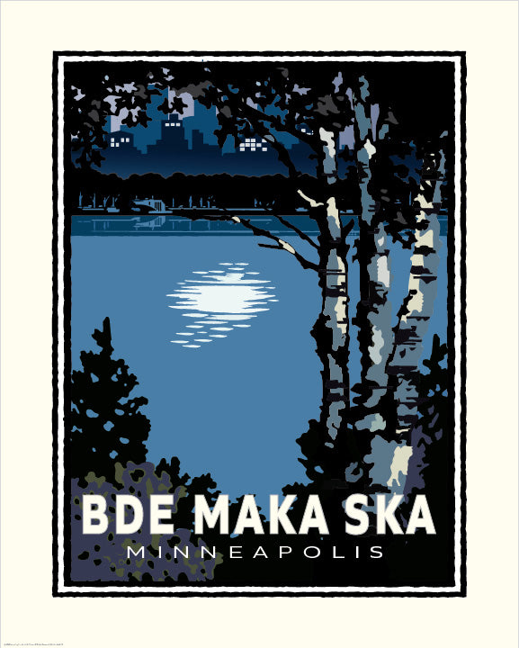 Bde Maka Ska Moonlit Minneapolis — Minnesota Art Print
