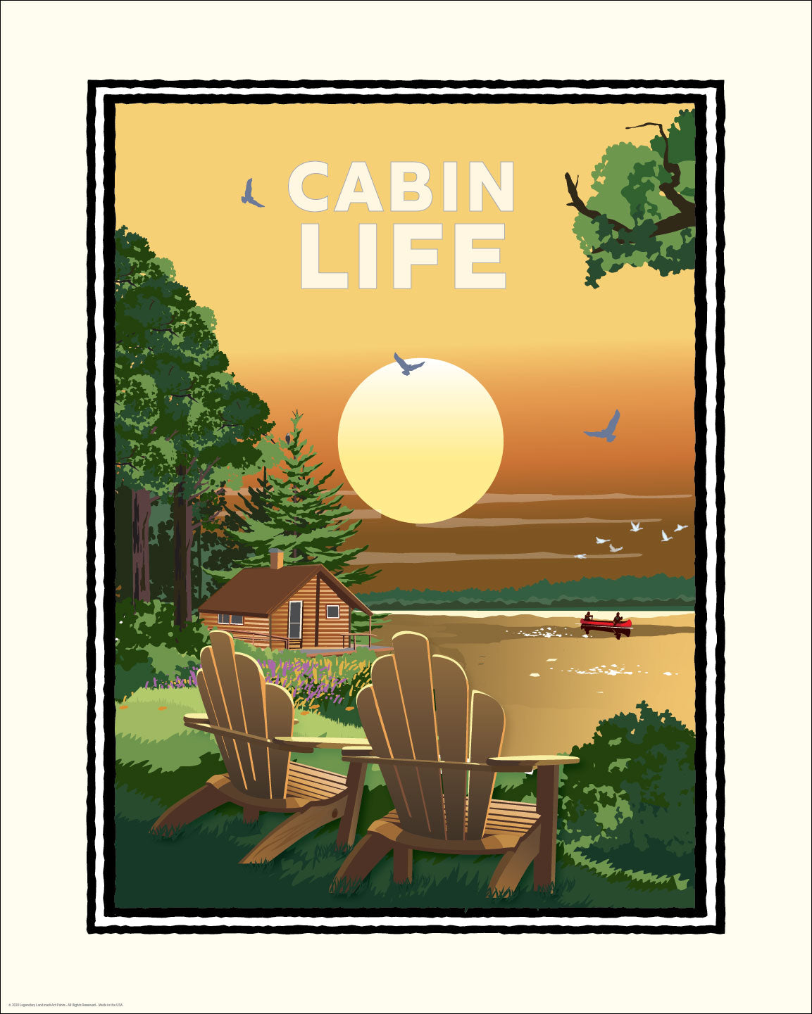 Cabin Life Sunset — Lake Country Art Print