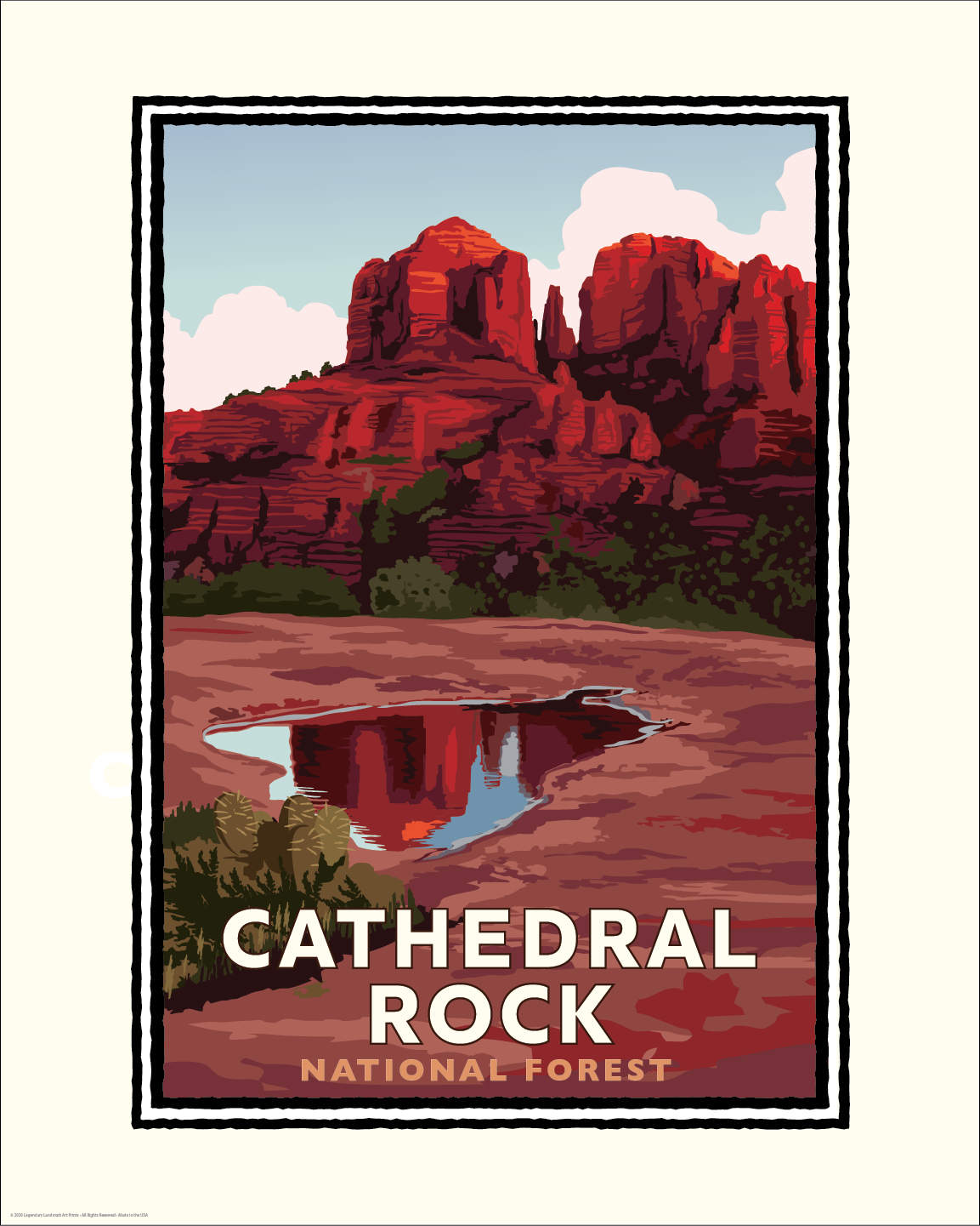 Landmark AZ | Cathedral Rock Art Print – Sedona Red Rock Reflection