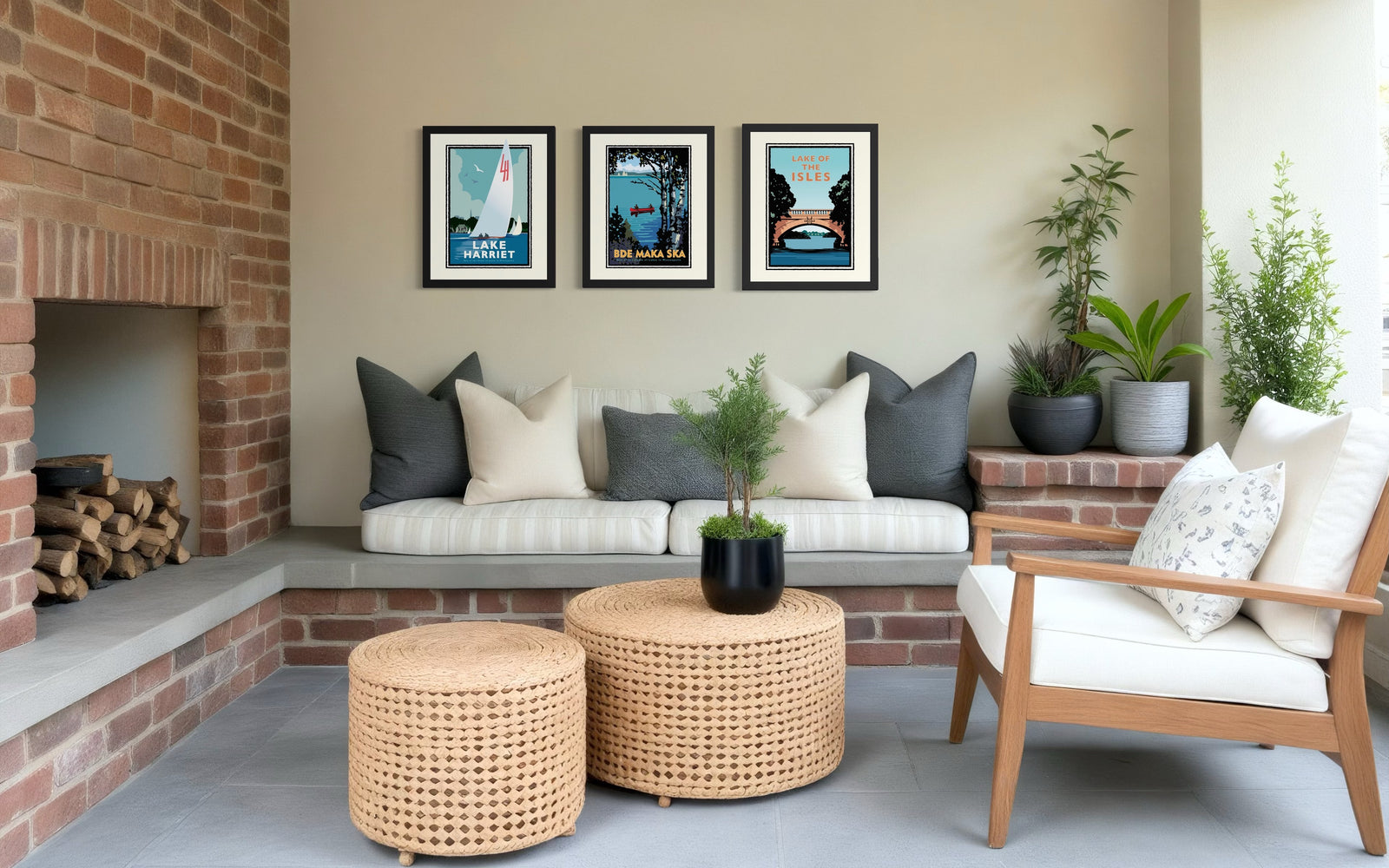 Minneapolis Chain of Lakes Art – Set of 3 Prints