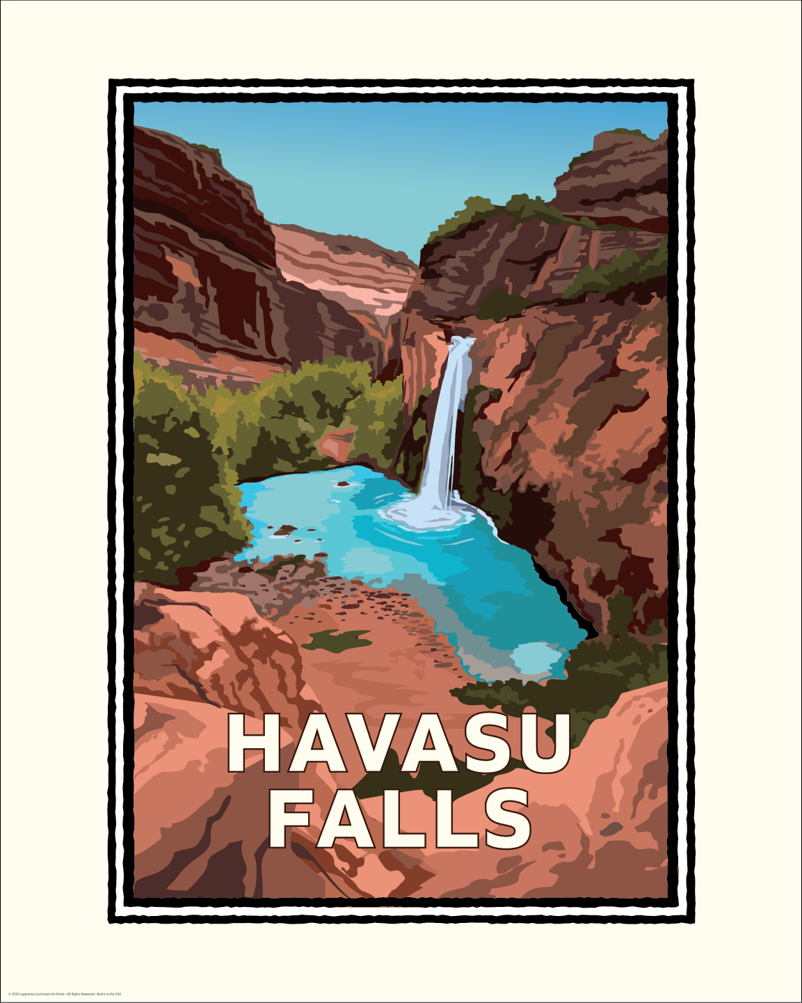 Landmark AZ | Havasu Falls Art Print – Grand Canyon Waterfall Poster
