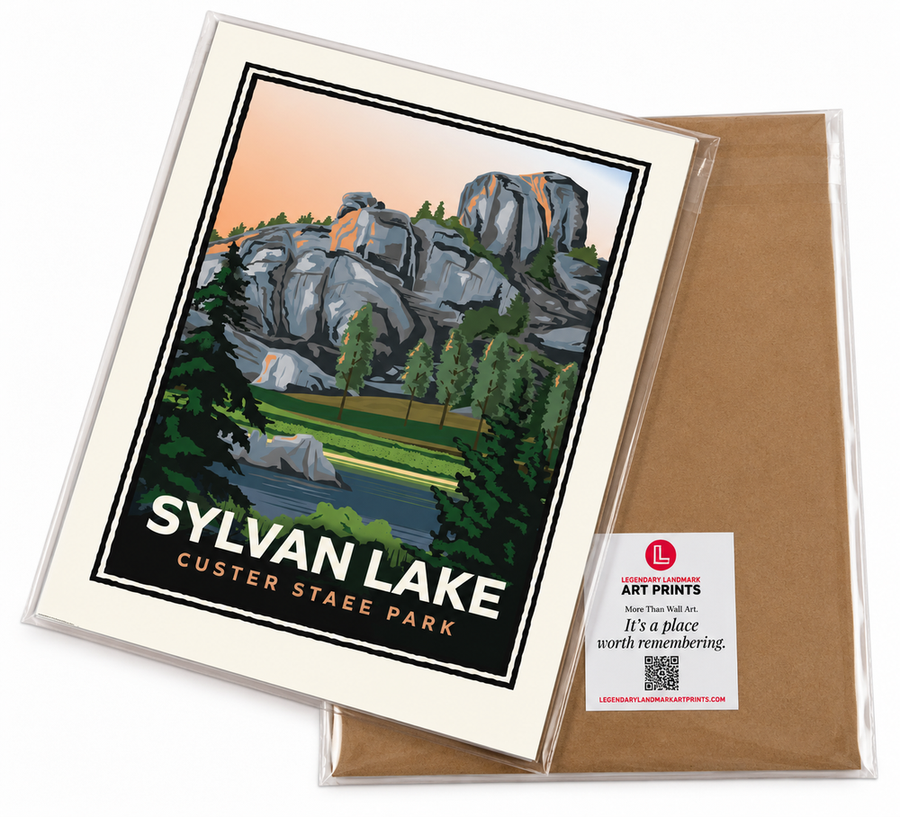 Sylvan Lake packaged print with protective backing and branded label