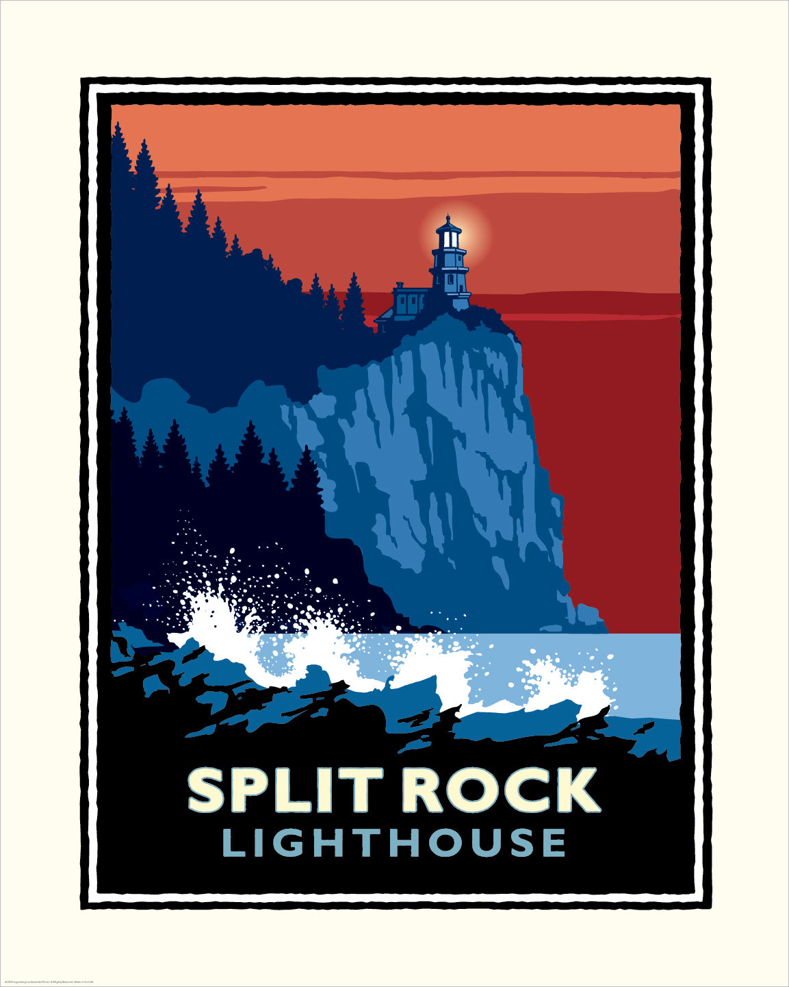 Split Rock Lighthouse Red Weather – Minnesota Art Print
