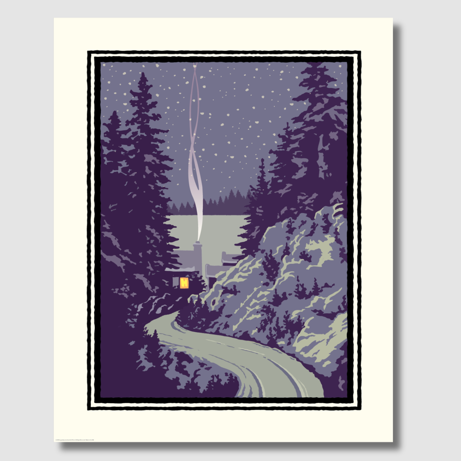 Pine Forest Cabin Winter Corporate Event Print (Customizable • 50+)