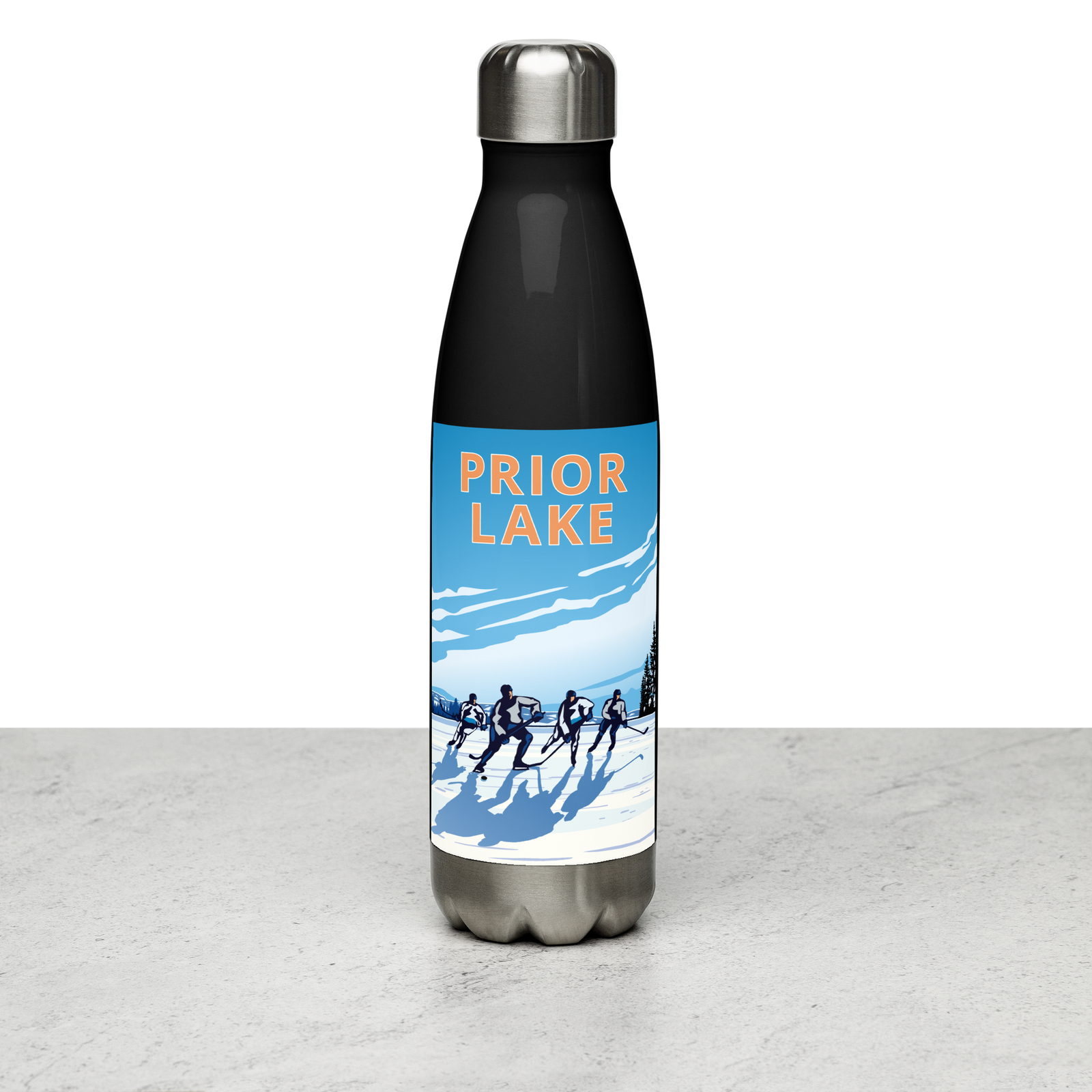 Landmark MN | Prior Lake Pond Hockey Stainless Steel Water Bottle