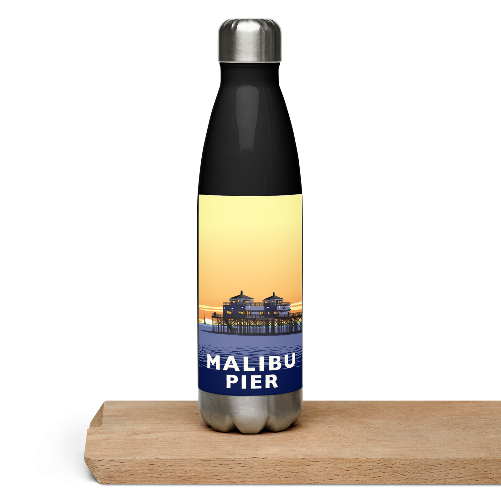 Landmark CA | Malibu Pier Sunset Stainless Steel Water Bottle