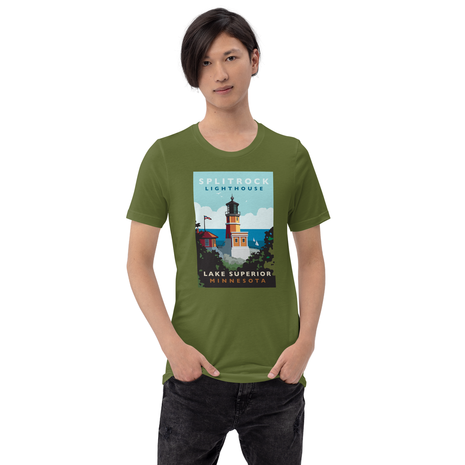 Landmark MN | Split Rock Lighthouse on White Unisex T-Shirt