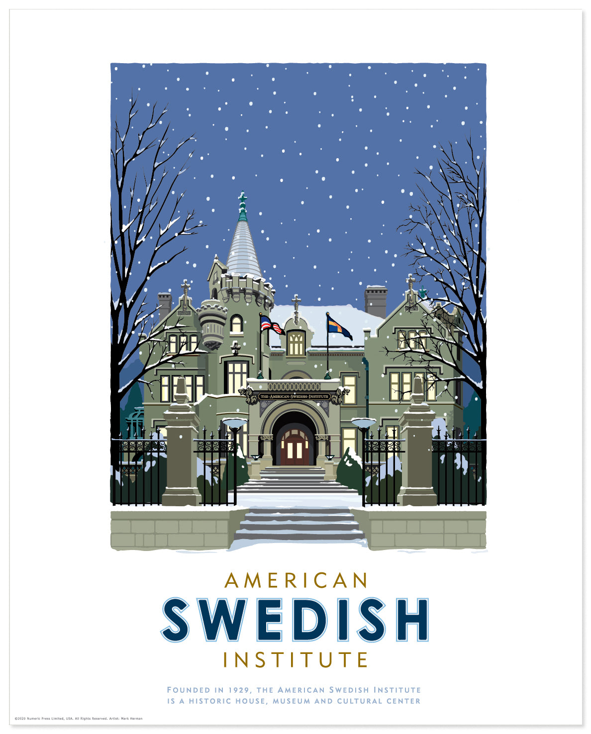 Landmark MN | American Swedish Institute Winter Art Print