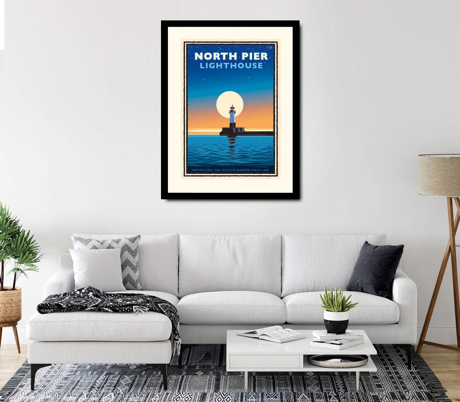 Landmark MN | Lake Superior North Pier Lighthouse Art Print