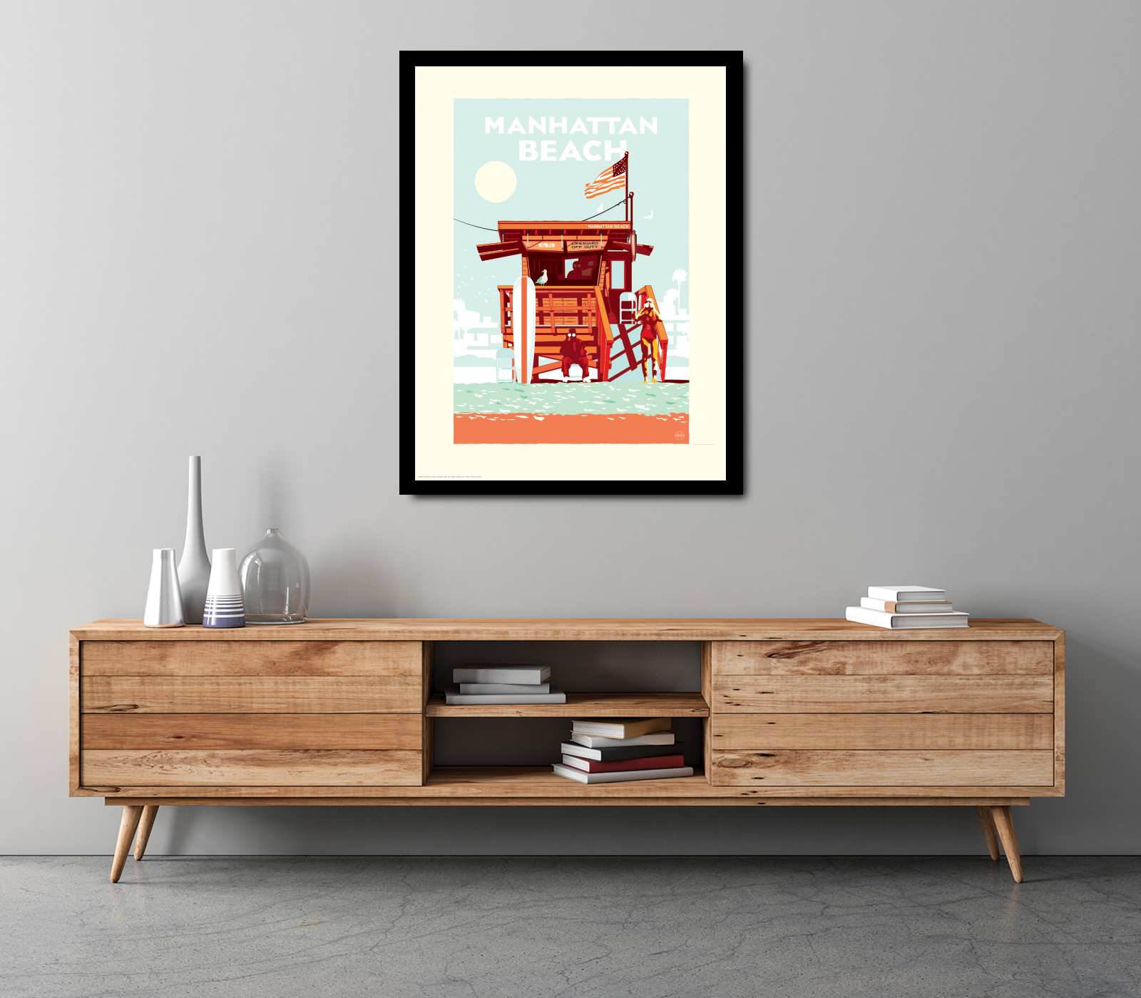 Landmark CA | Lifeguard Stand Manhattan Beach Giclee Print