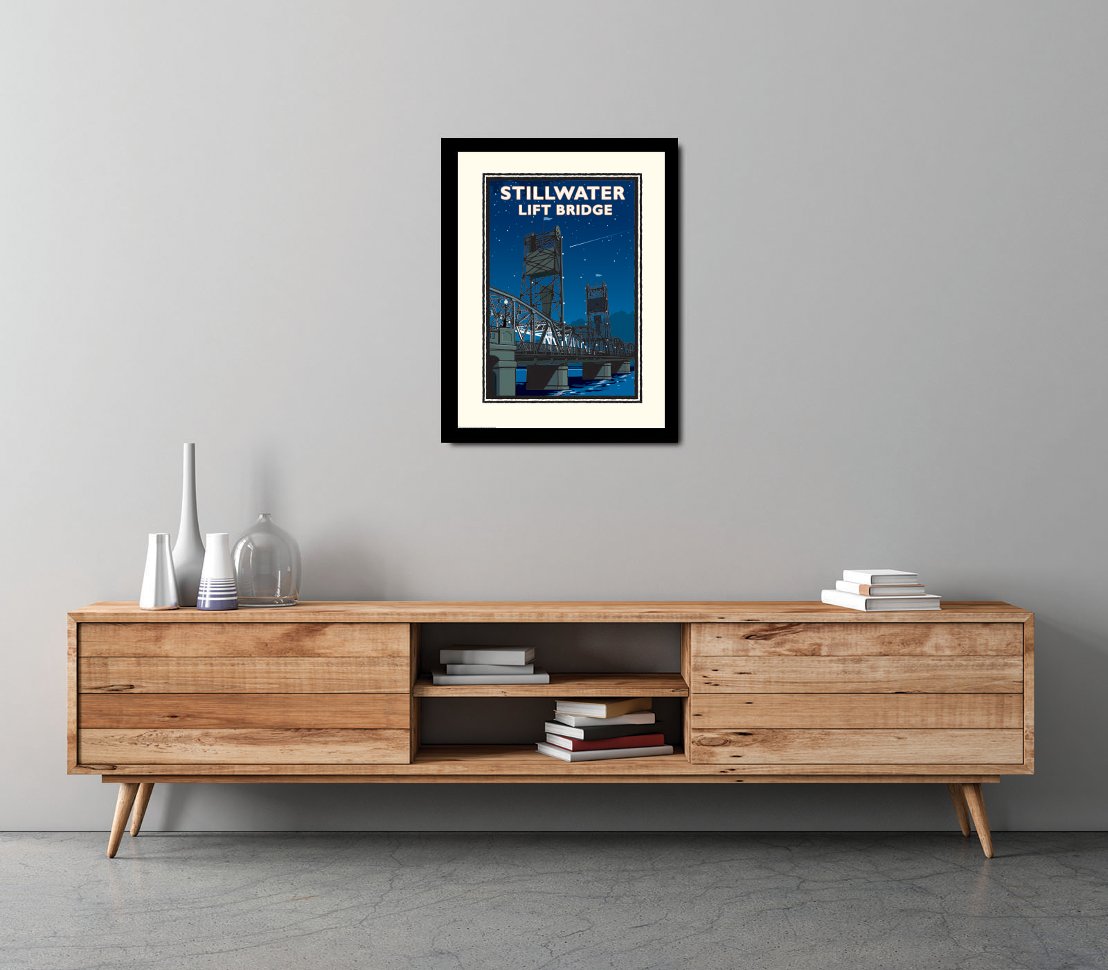 Landmark MN | Stillwater Lift Bridge Night Art Print