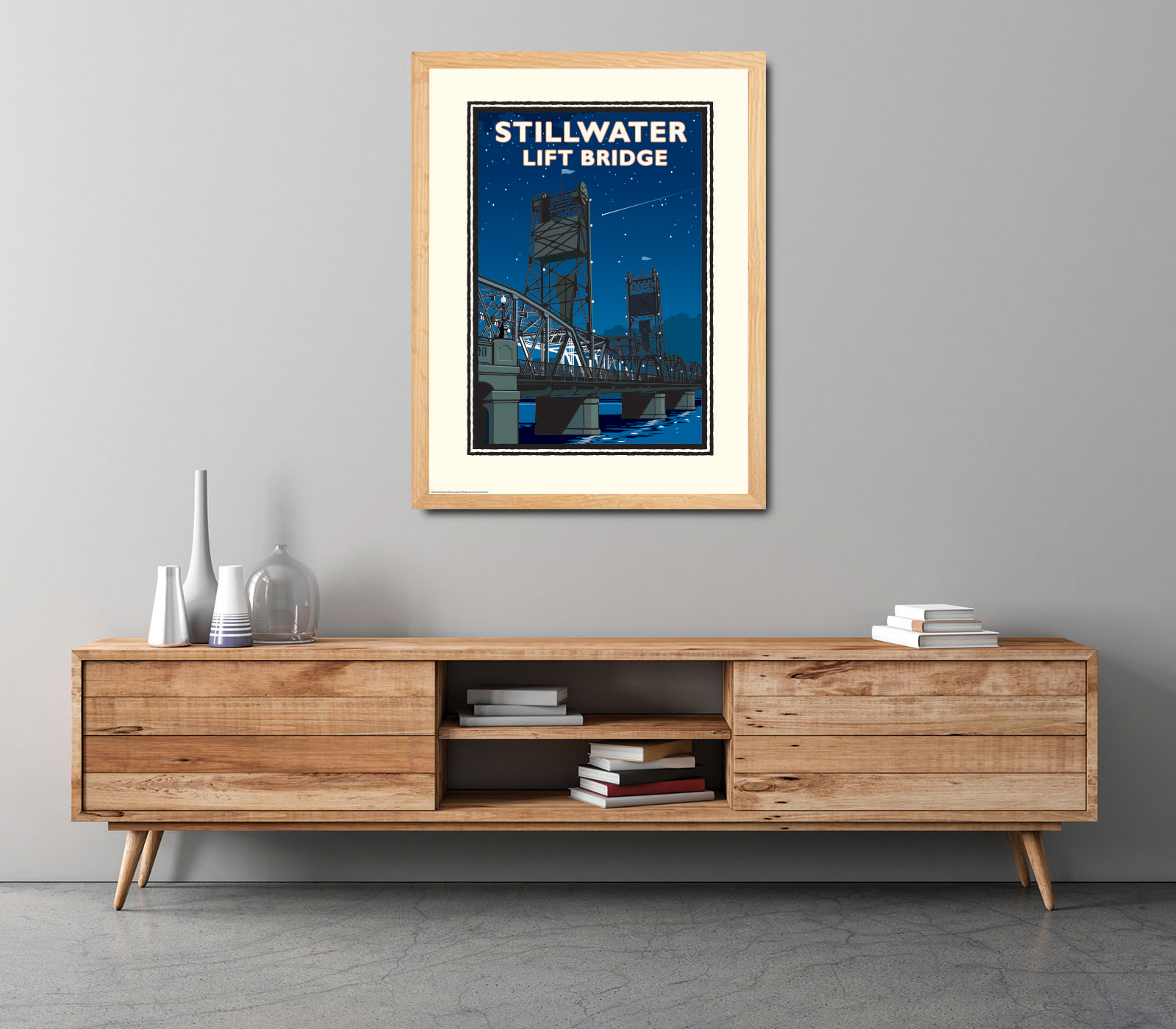Landmark MN | Stillwater Lift Bridge Night Art Print