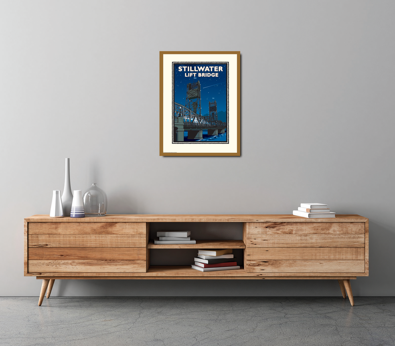 Landmark MN | Stillwater Lift Bridge Night Art Print