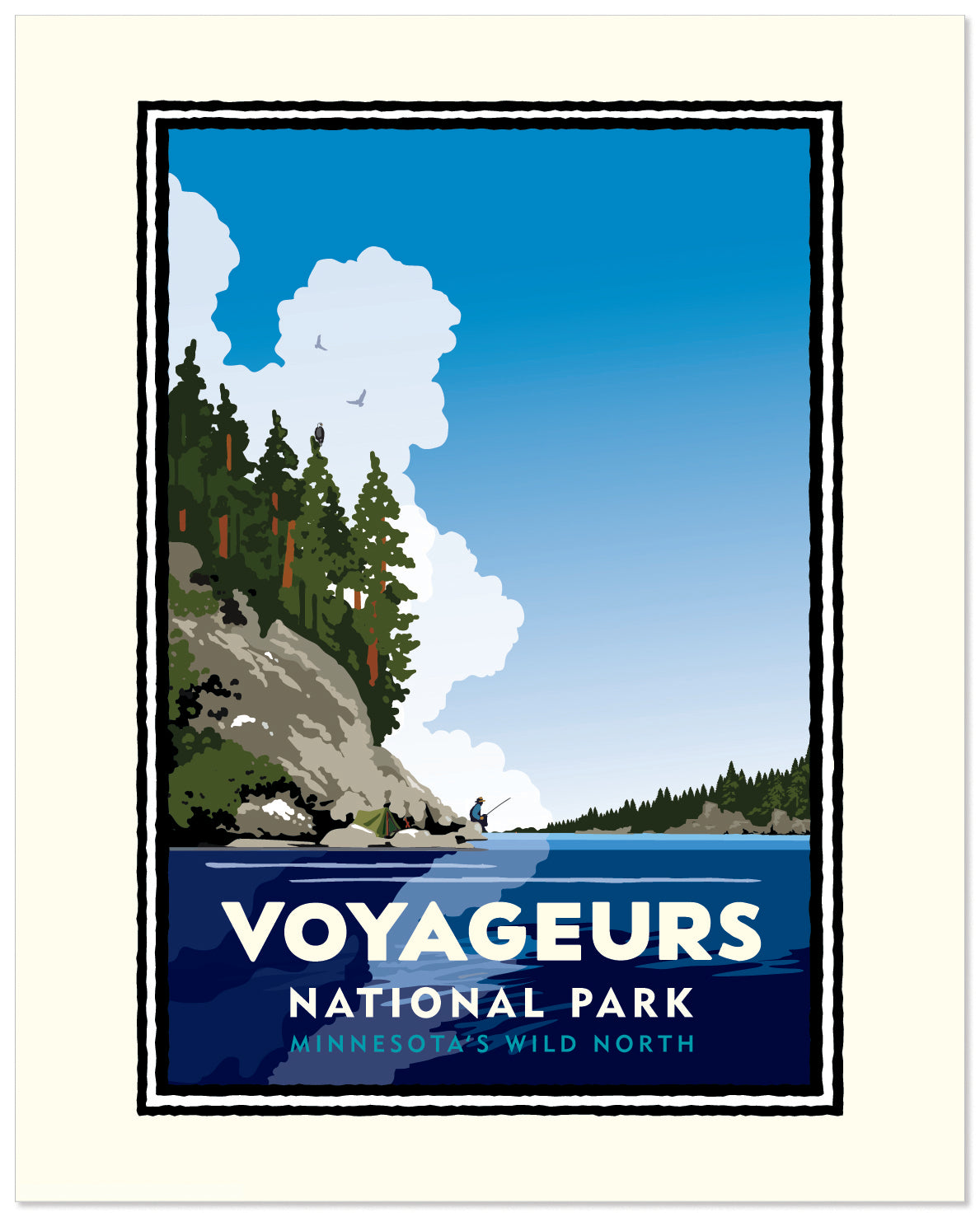 Landmark National Parks | Voyageurs Blue Sky Fishing Art Print