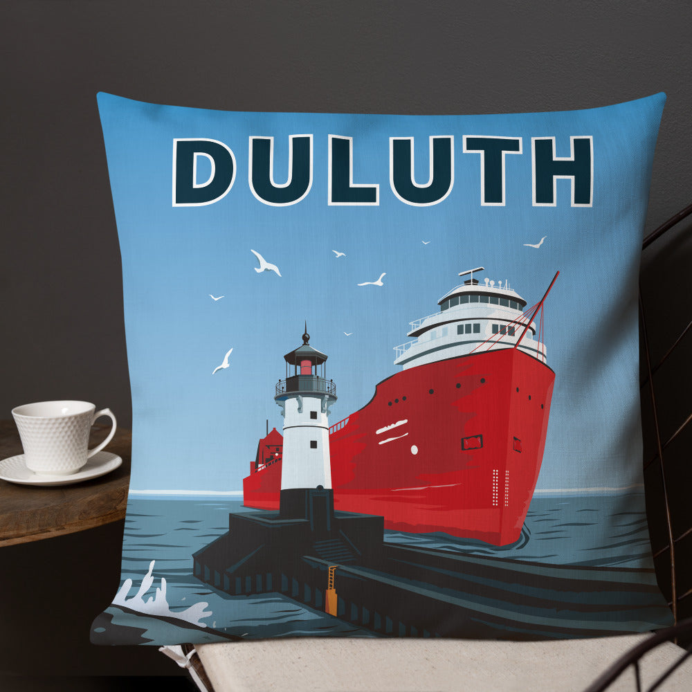 Landmark MN | Duluth Big Ship Printed Throw Pillow