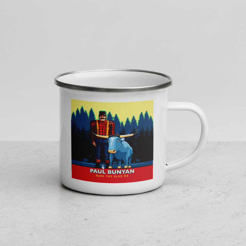Landmark MN | Paul Bunyan Summer in White Enamel Mug