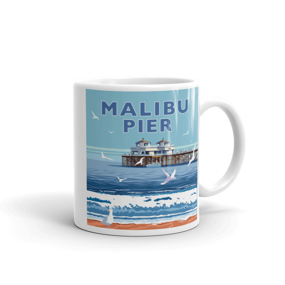 Landmark CA | Malibu Pier Day White Ceramic Mug