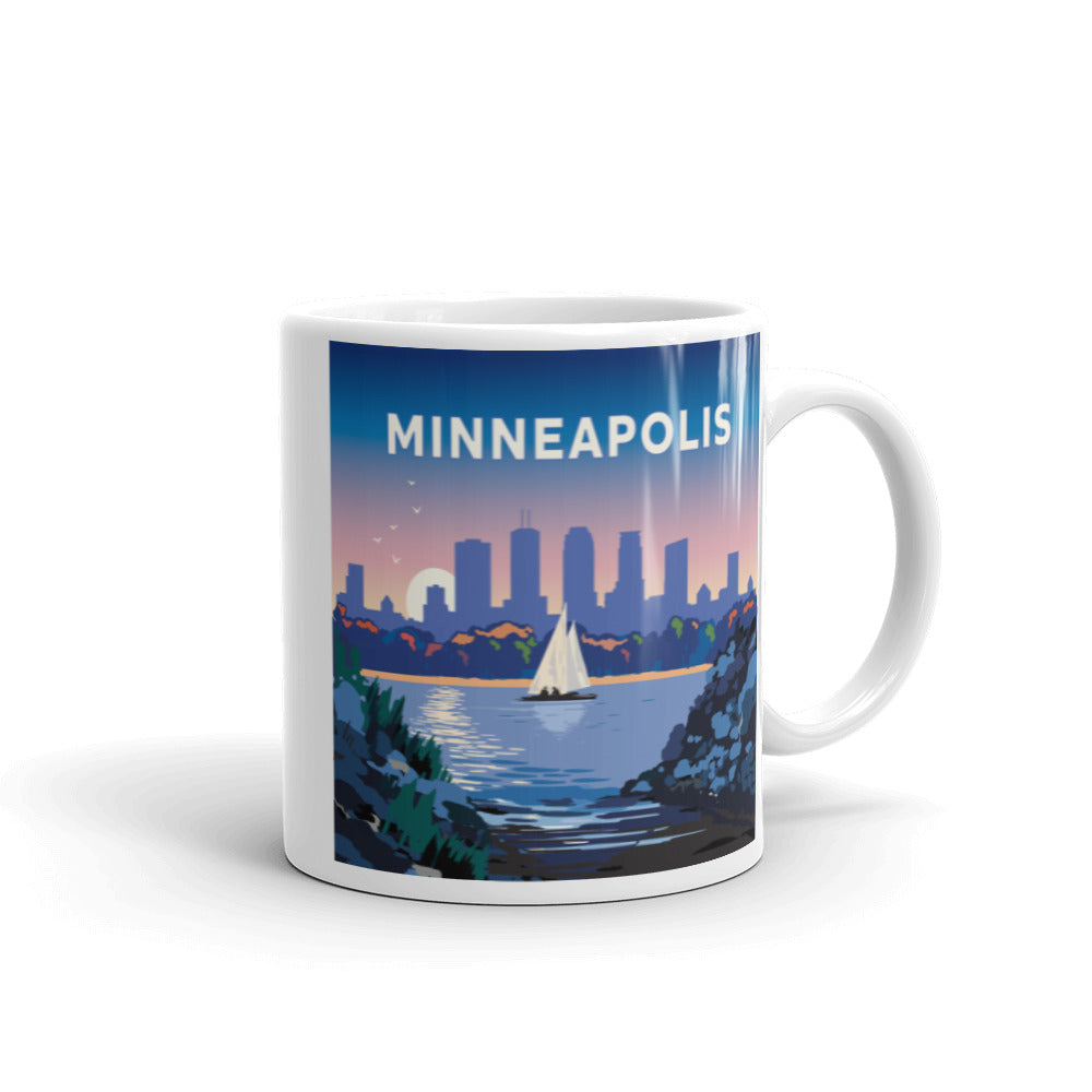 Landmark MN | Minneapolis Sunset Sail on White Ceramic Mug