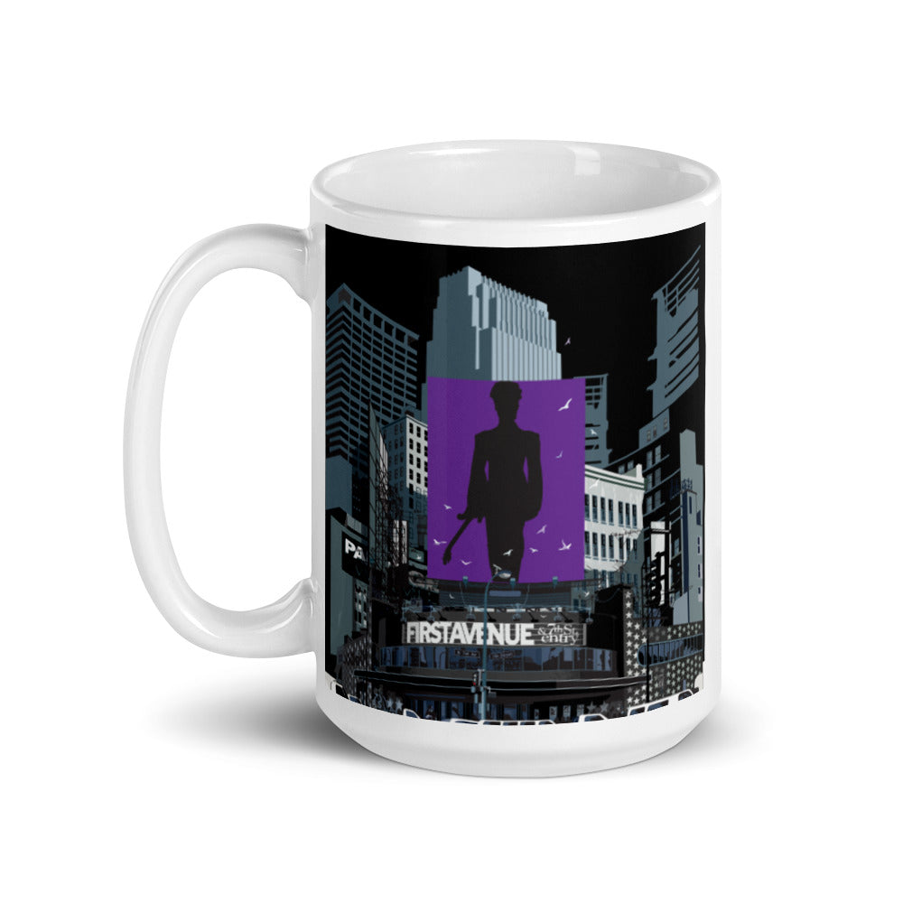 Landmark MN | First Ave Minneapolis Purple One on White Ceramic Mug