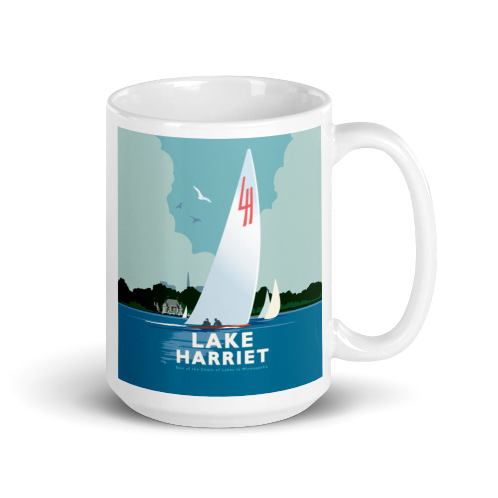 Landmark MN | Lake Harriet Sail on White Ceramic Mug