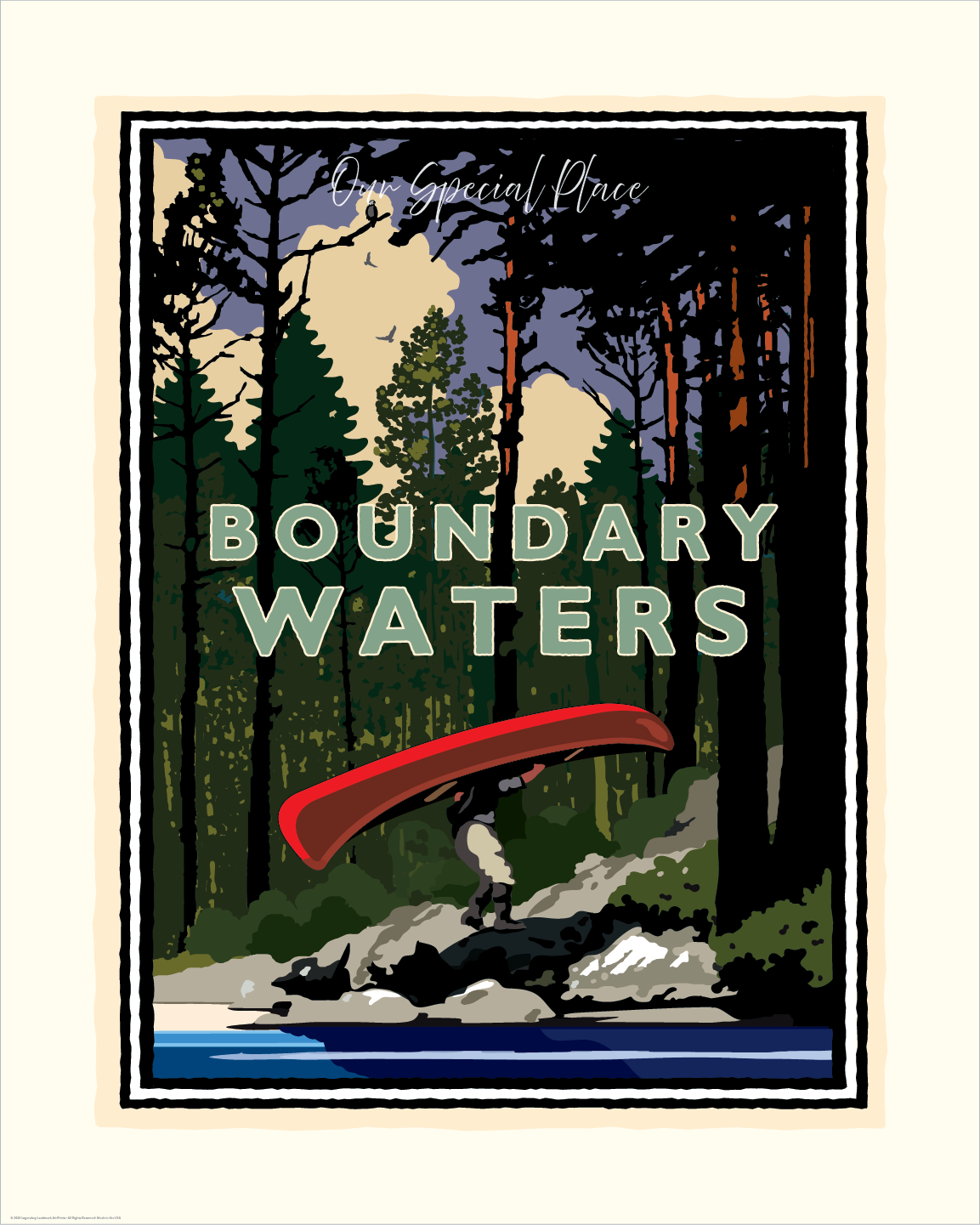 Personalized Valentine’s Gift – Boundary Waters Art Print (16x20) | A Place You Love