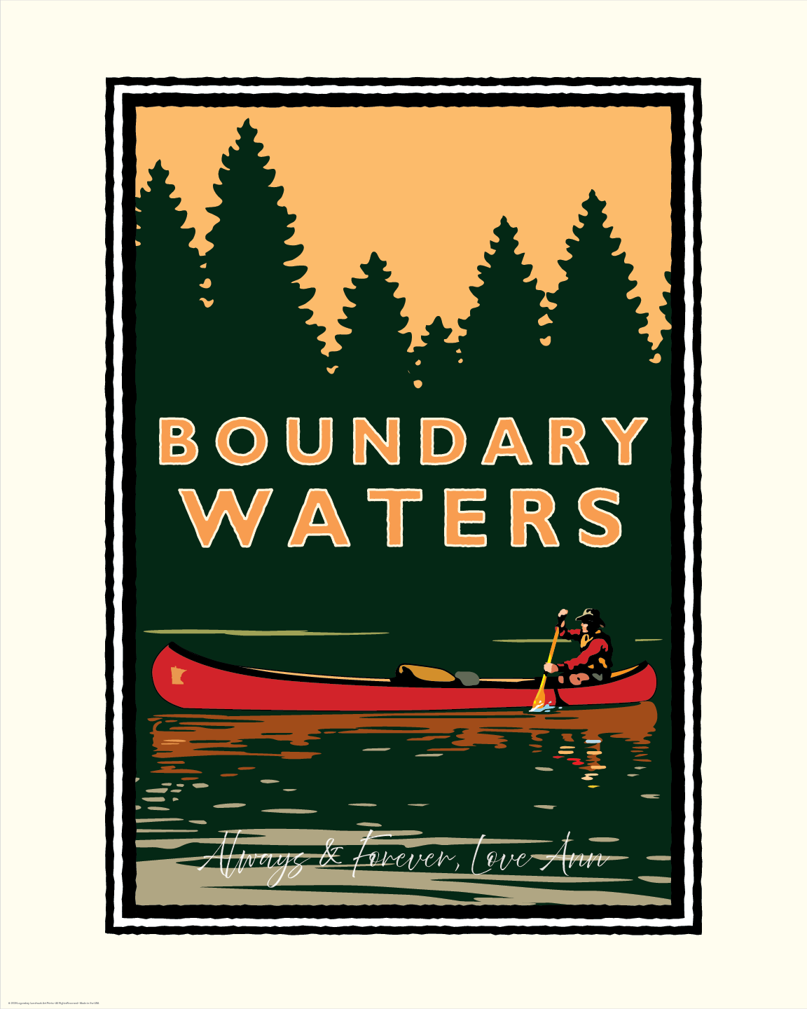 Personalized Valentine’s Gift – Boundary Waters Art Print (16x20) | A Place You Love