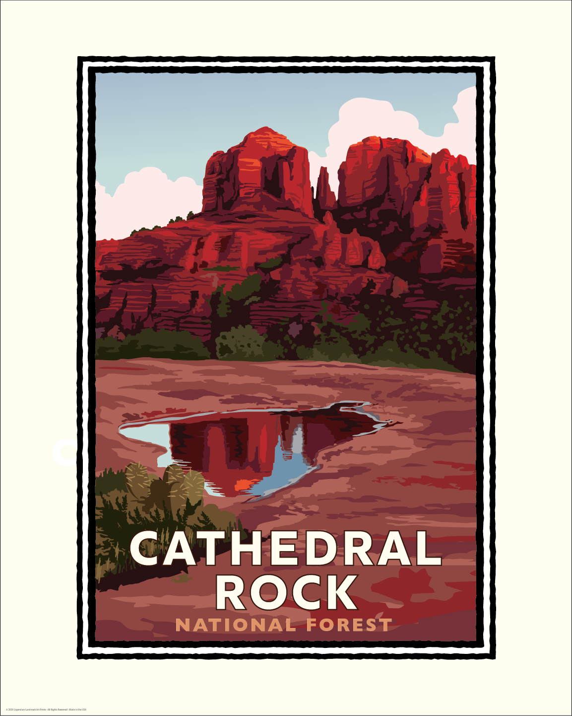 Landmark AZ | Cathedral Rock National Forest Art Print