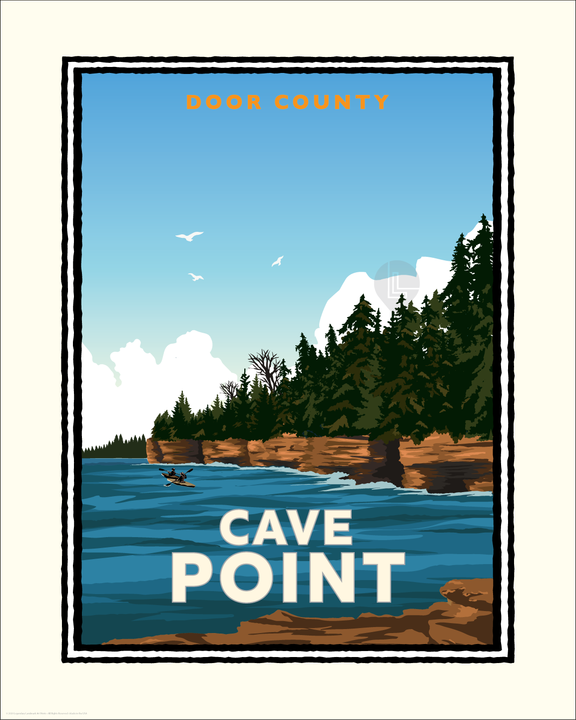 Cave Point Kayak — Wisconsin Art Print