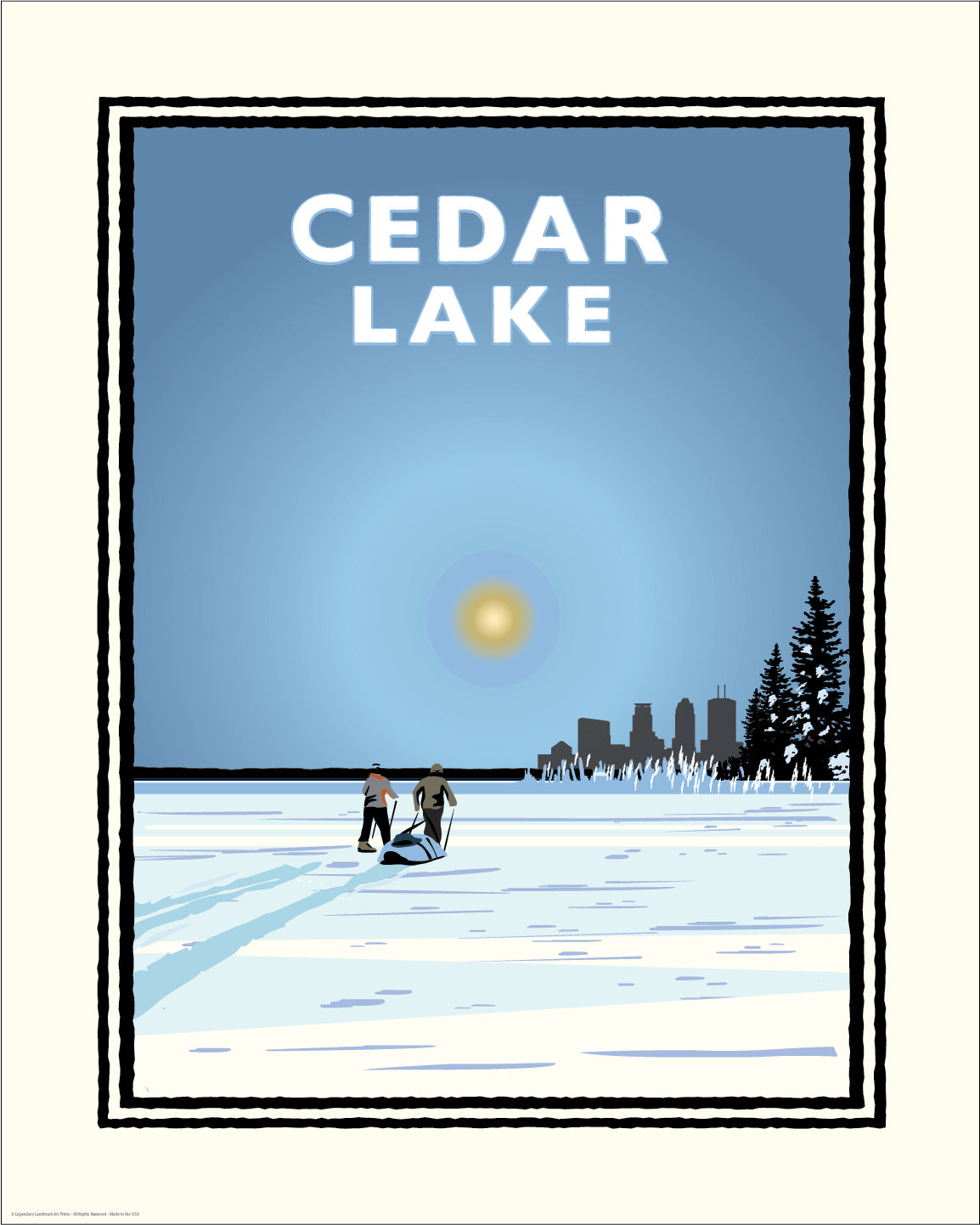 Cedar Lake Winter Sun Dog Minneapolis — Minnesota Art Print