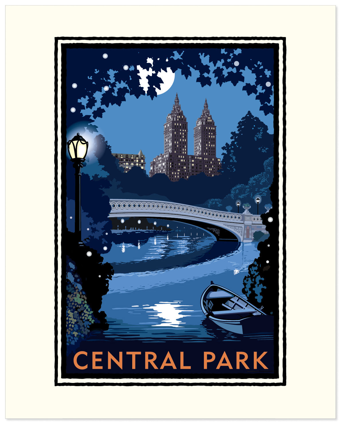 Central Park Bow Bridge Night — New York City Art Print