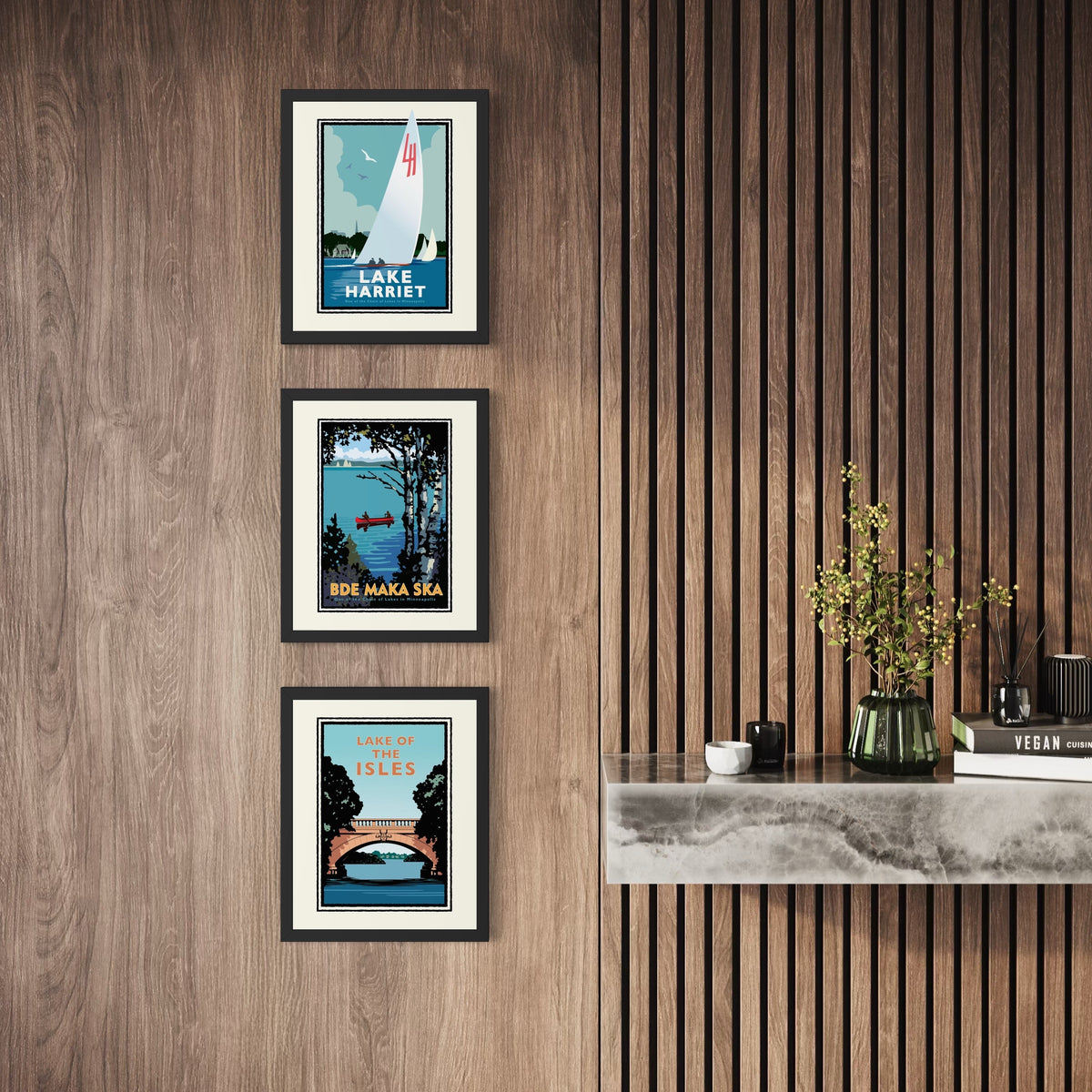 Minneapolis Chain of Lakes Art – Set of 3 Prints