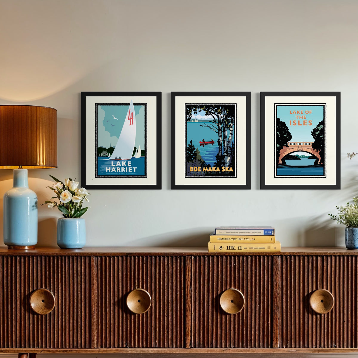 Minneapolis Chain of Lakes Art – Set of 3 Prints