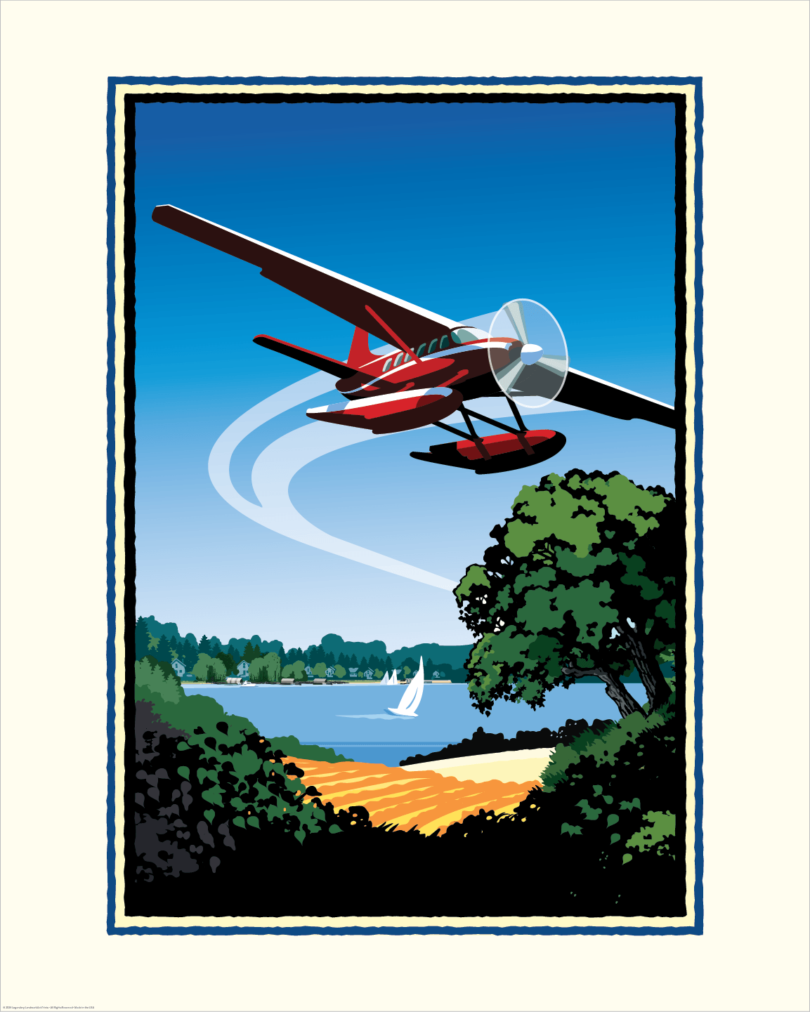 Custom Lakeside Float Plane Art Print