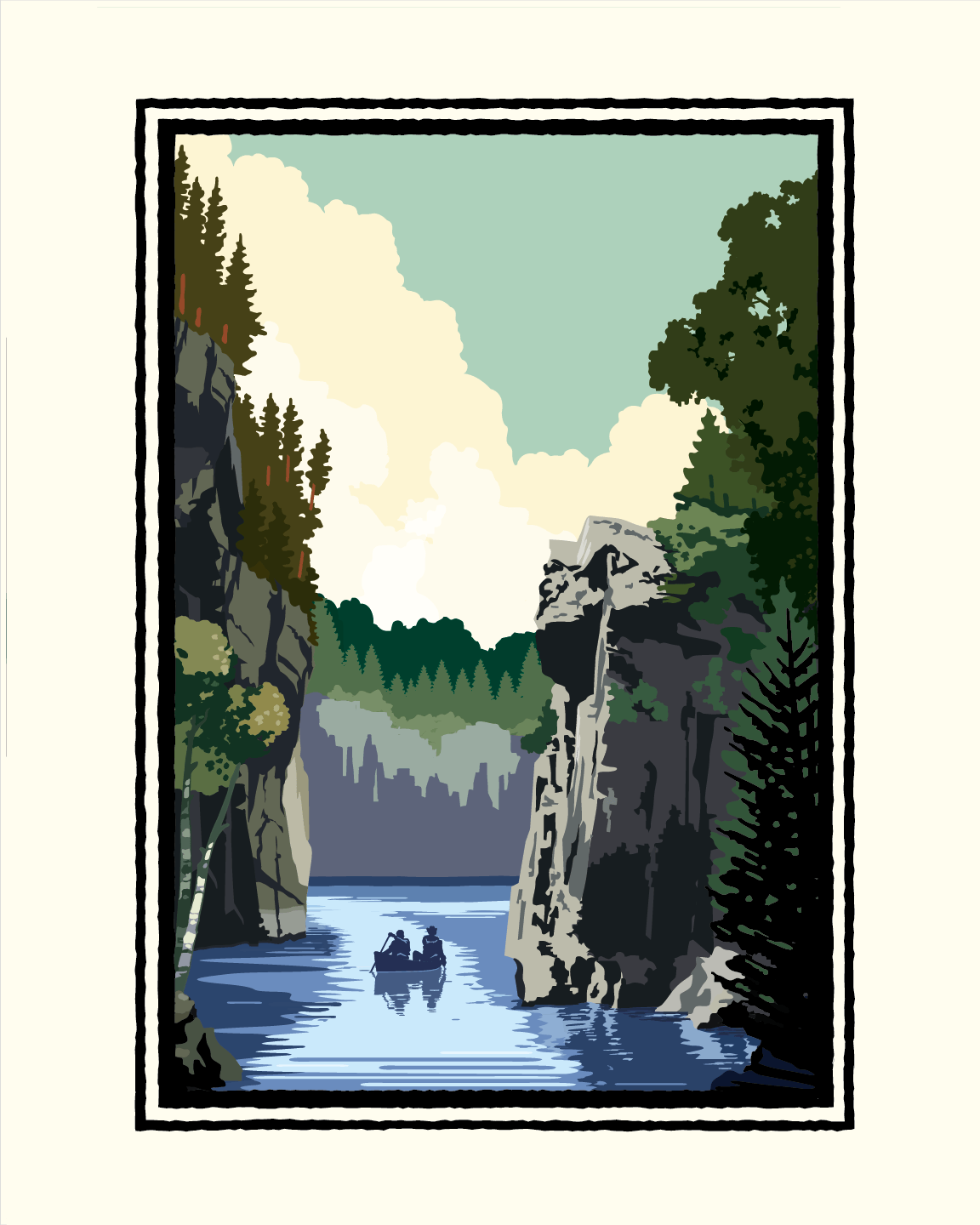 Custom Canyon Canoeing Art Print