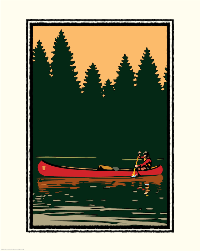 Custom Red Canoe Art Print