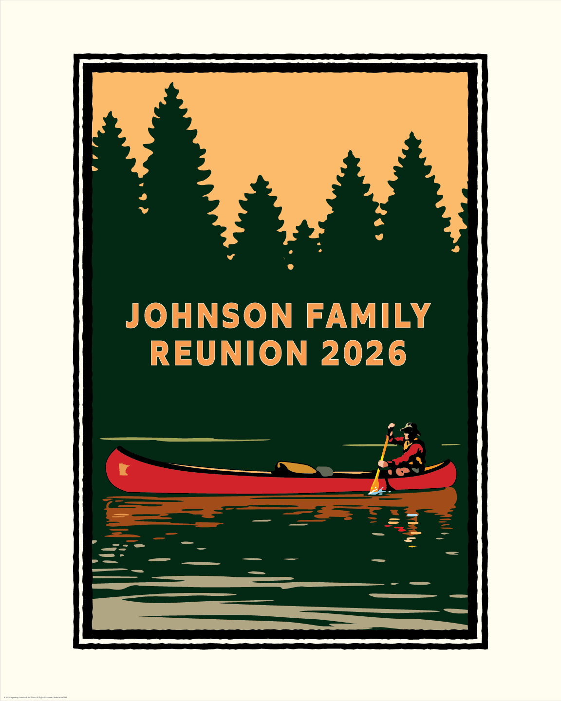 Canoe Through the Pines personalized event print