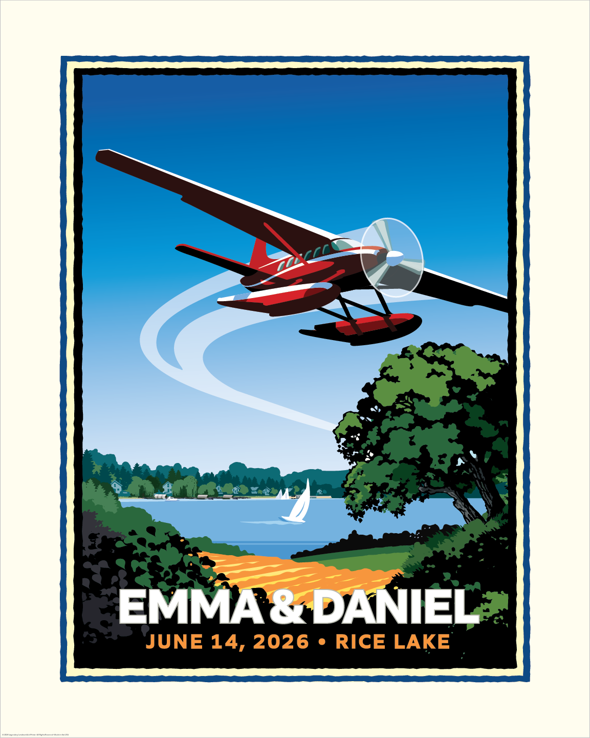 Floatplane Over the Lake personalized event print