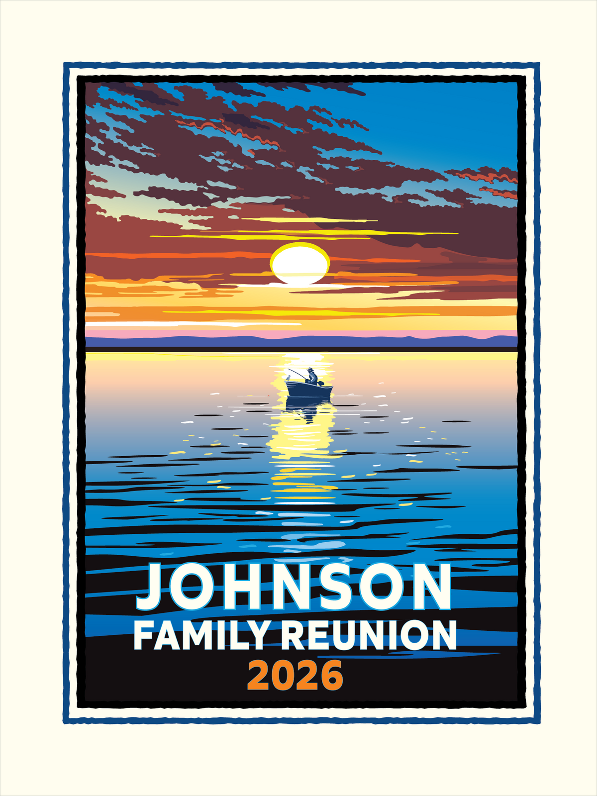 Sunset Fishing on the Lake personalized event print