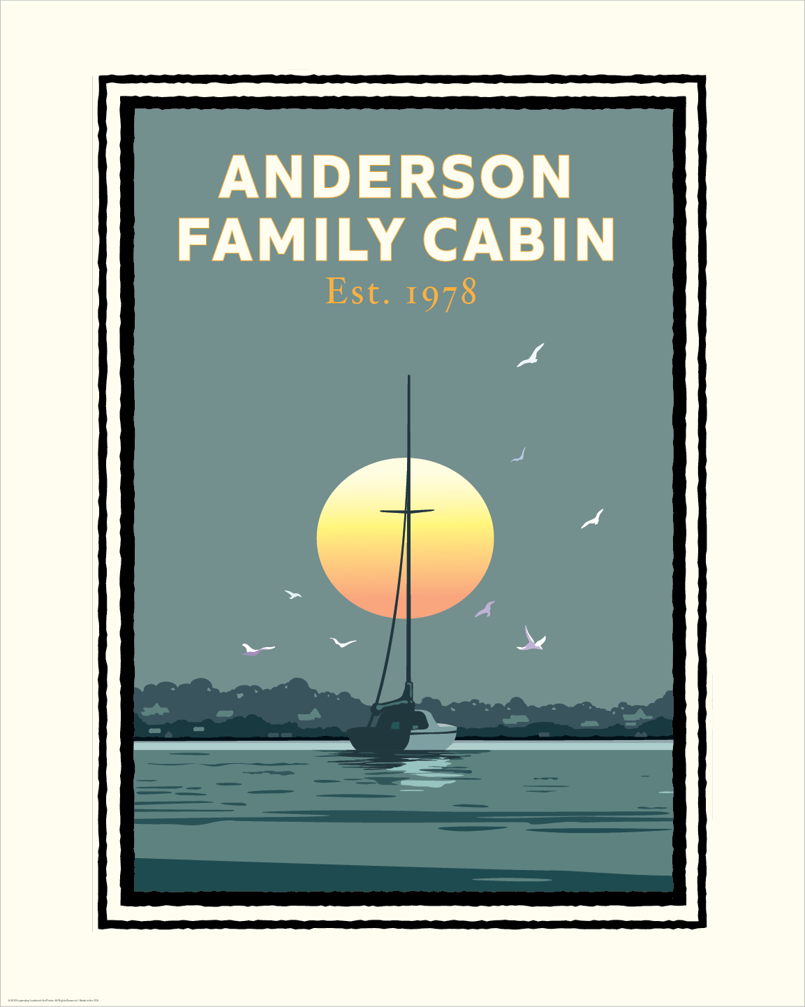 Sunset Sailboat personalized event print