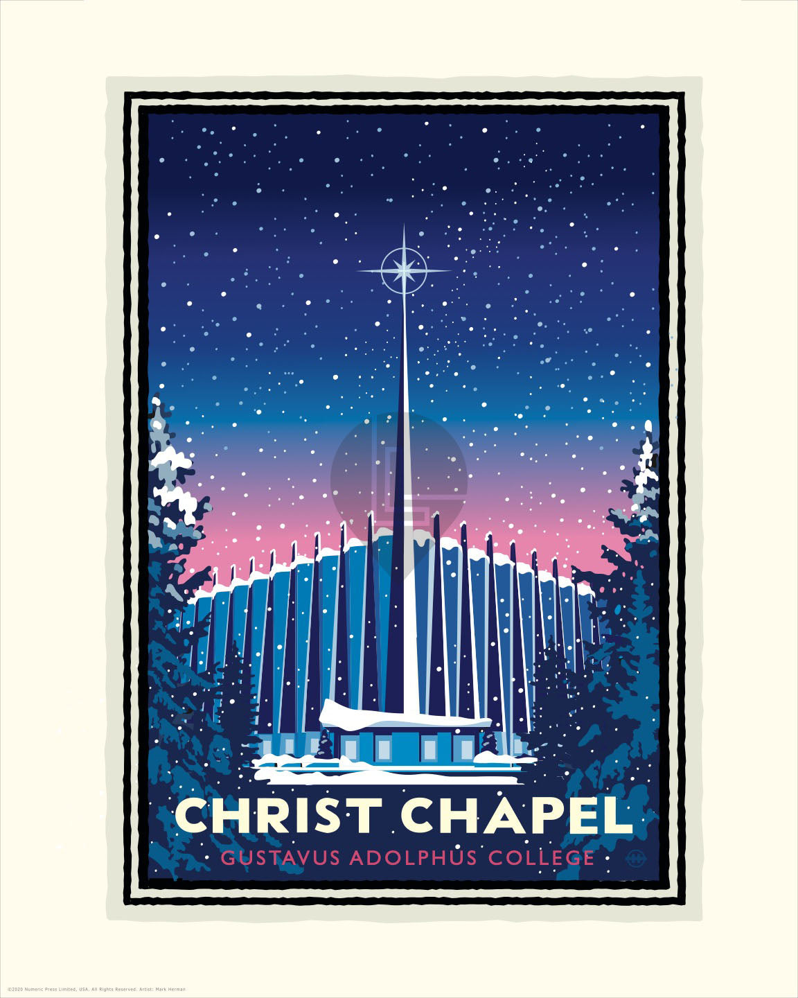 Landmark MN | Gustavus Christ Chapel Winter Art Print
