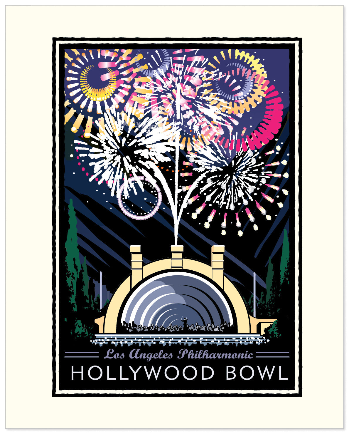 Hollywood Bowl Fireworks — California Art Print