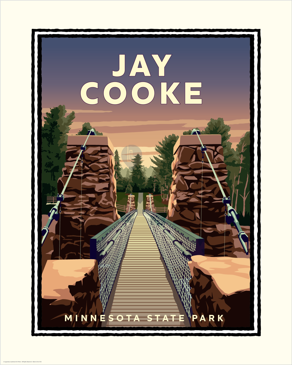 Landmark MN | Jay Cooke State Park Swinging Bridge Art Print