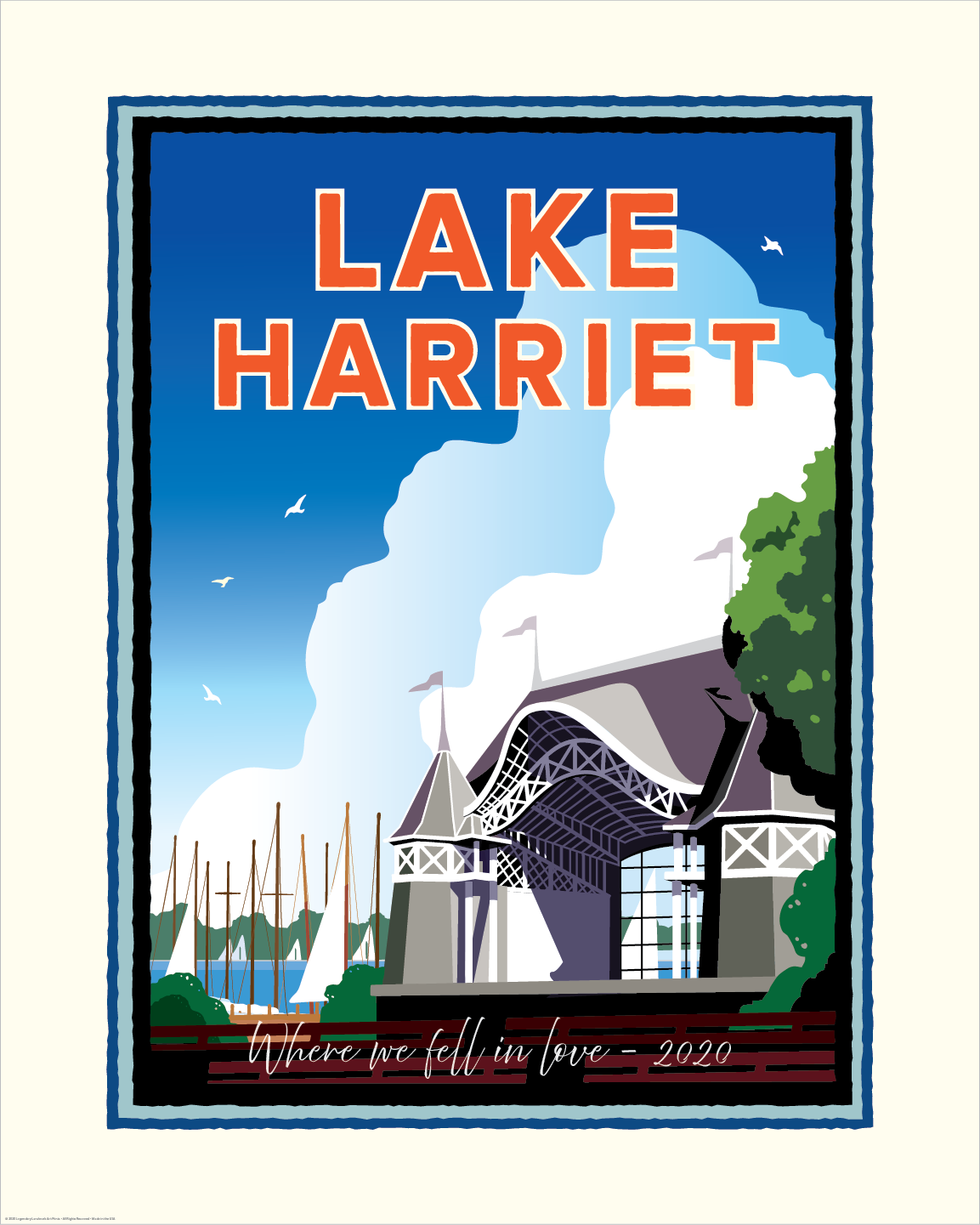 Personalized Valentine’s Gift – Lake Harriet Pavilion Minneapolis Art Print (16x20) | A Place You Love