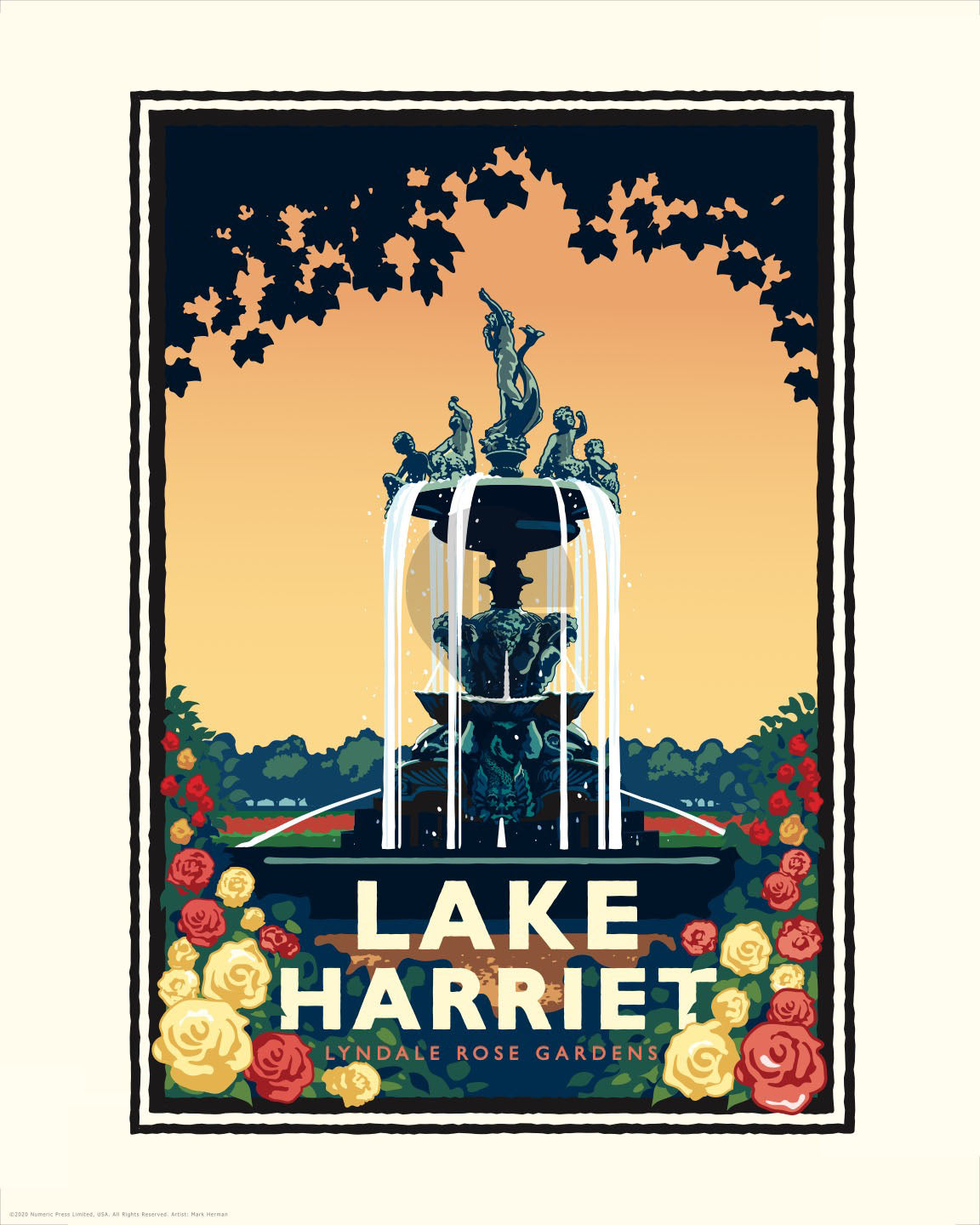Landmark MN | Lake Harriet Rose Garden Minneapolis Art Print