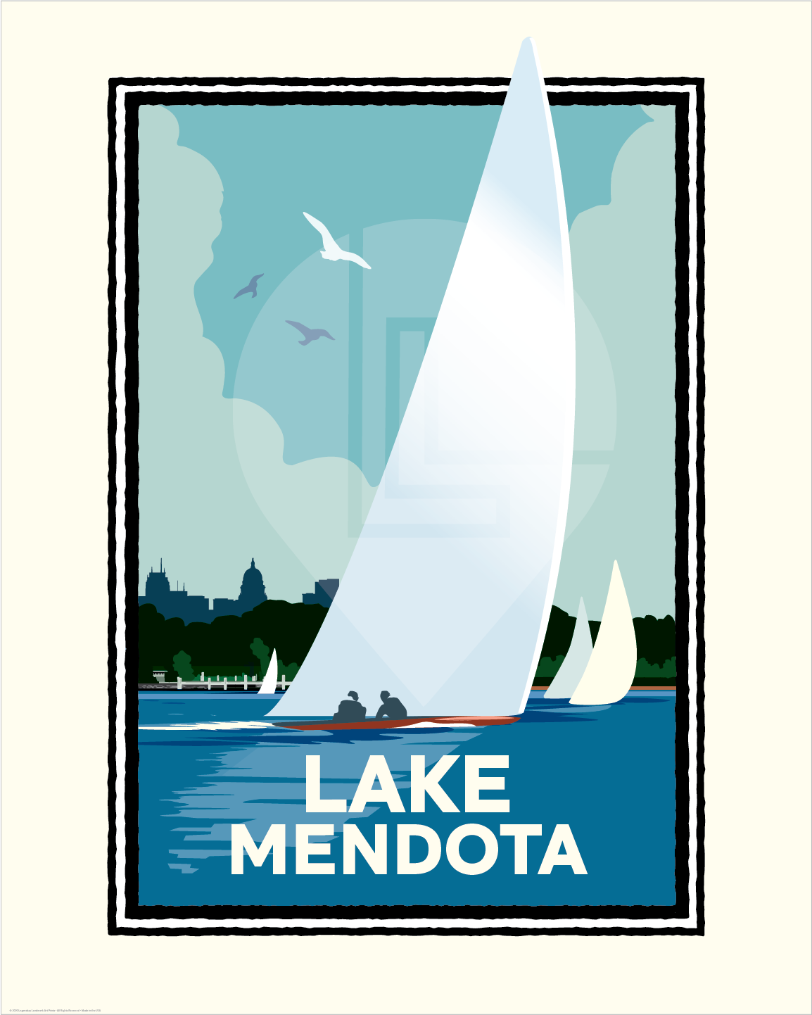 Landmark WI | Lake Mendota Sail Madison Art Print