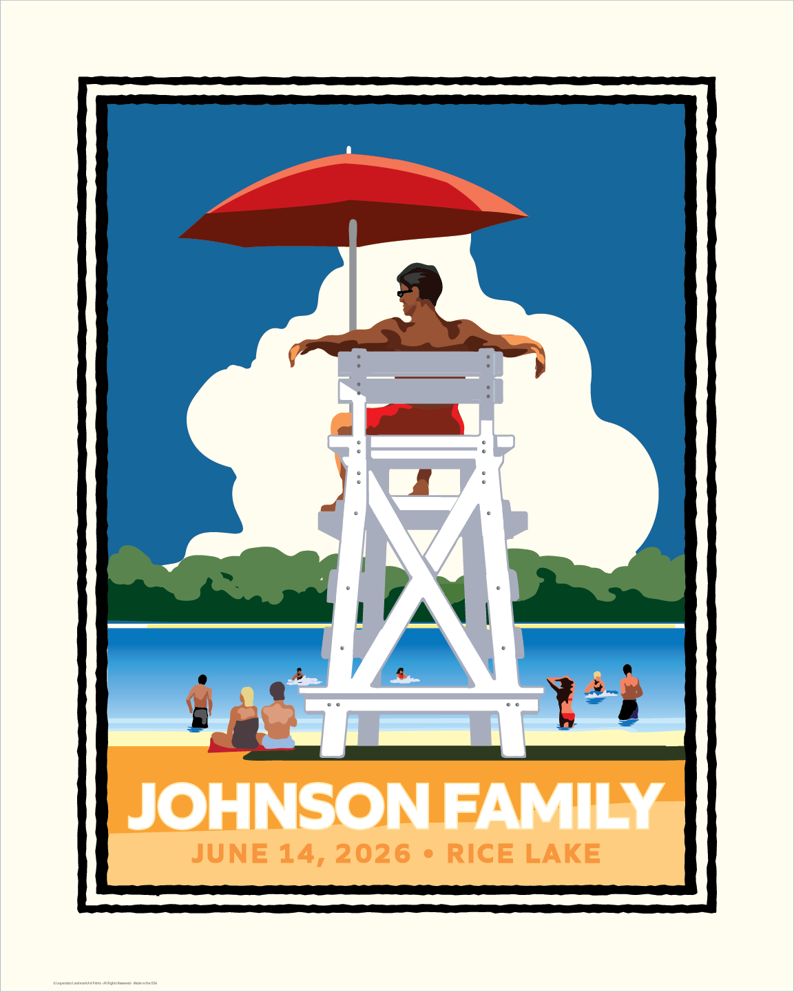 Lake Lifeguard Stand personalized event print