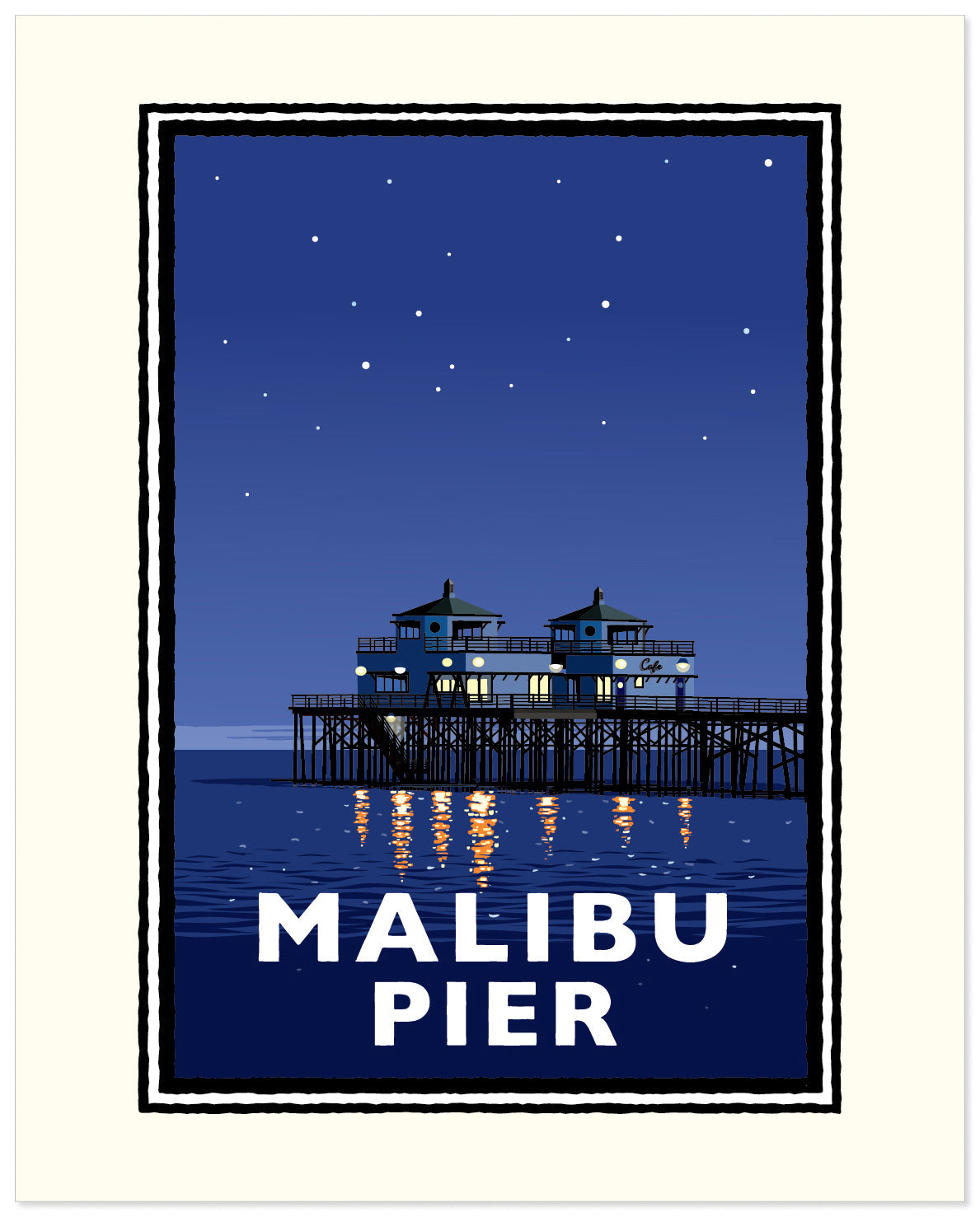 Malibu Pier Night — California Art Print