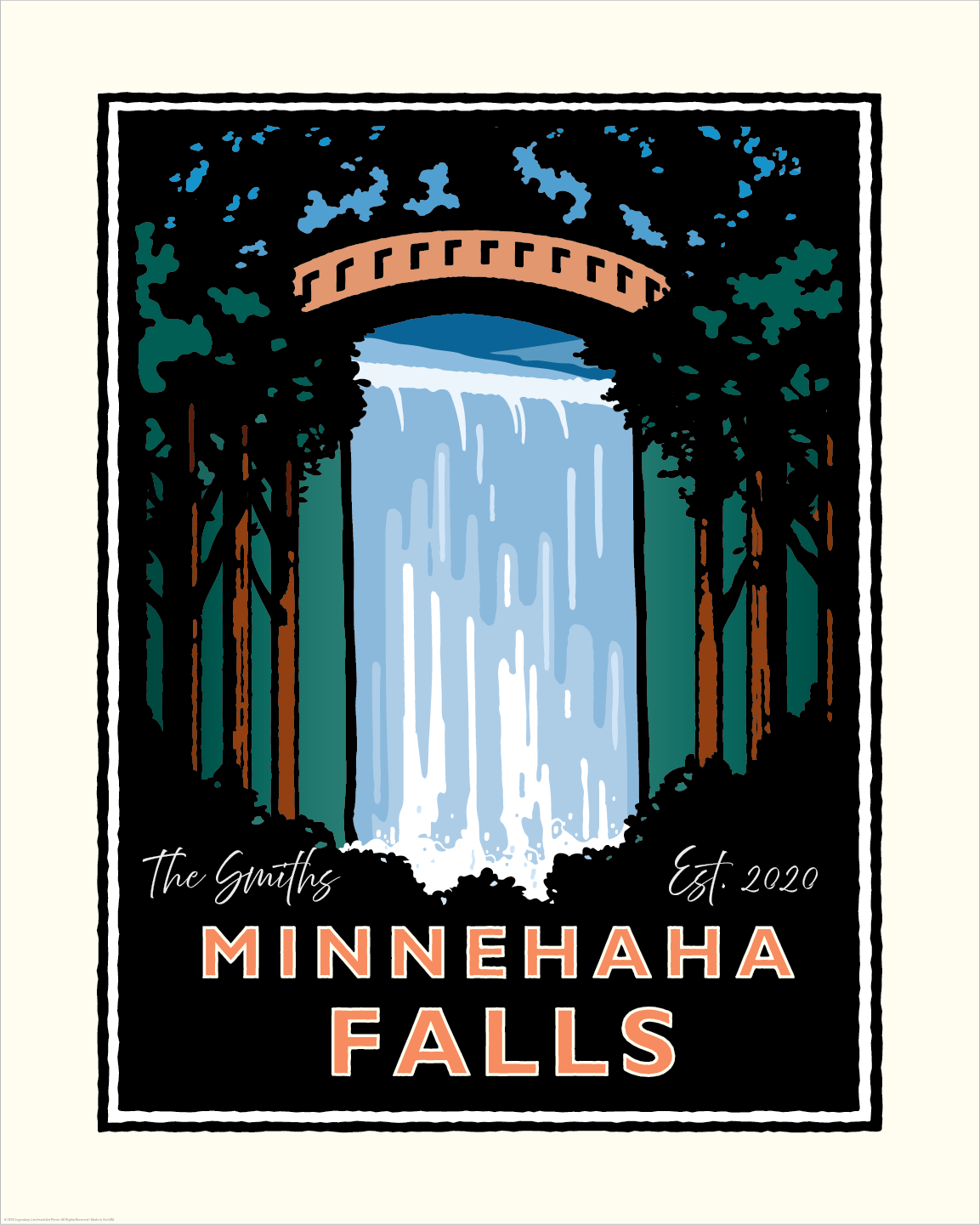 Personalized Valentine’s Gift – Minnehaha Falls Art Print (16x20) | A Place You Love