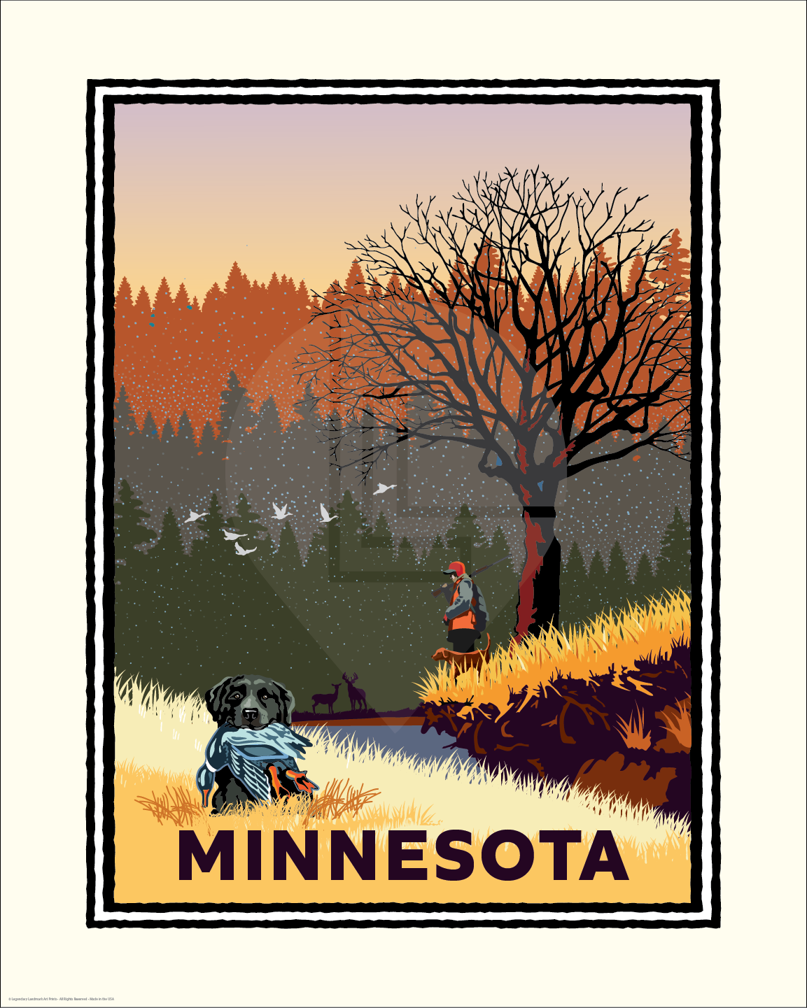 Retriever in Autumn Hunt — Minnesota Art Print
